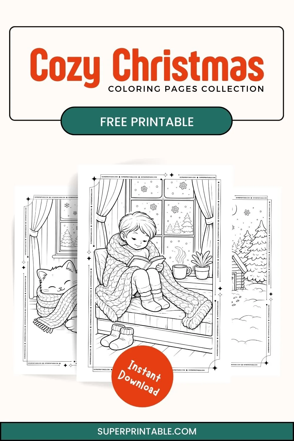 10 Cozy Christmas Coloring Pages Pinterest Image