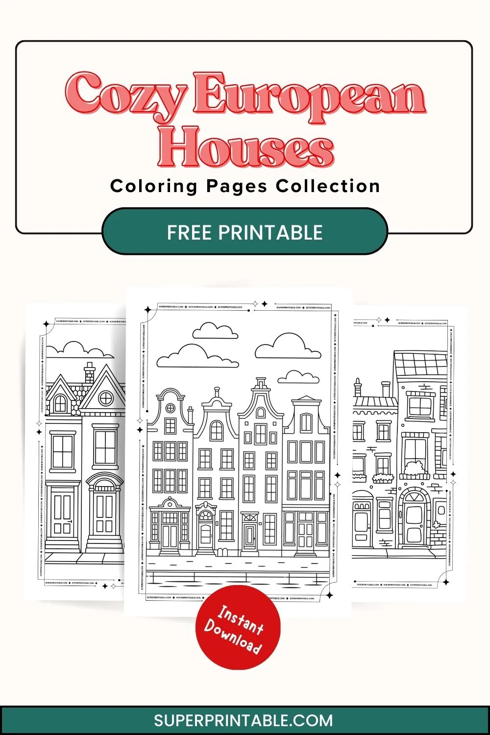 10+ Cozy European Houses Coloring Pages Pinterest Image