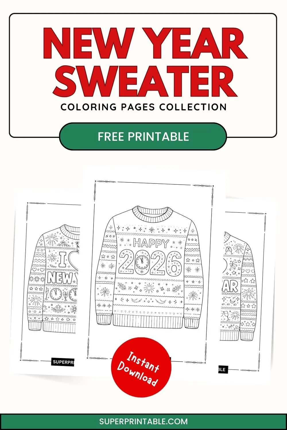 10 New Year Sweater Coloring Pages Pinterest Image