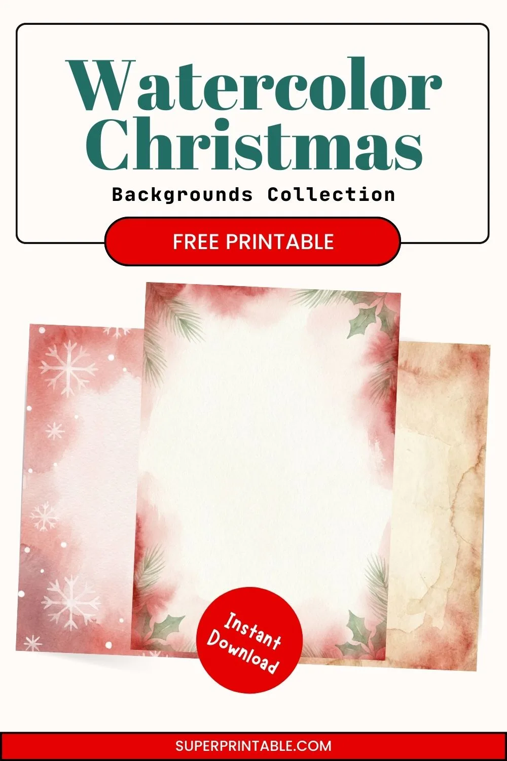 10 Watercolor Christmas Backgrounds Collection Pinterest Image