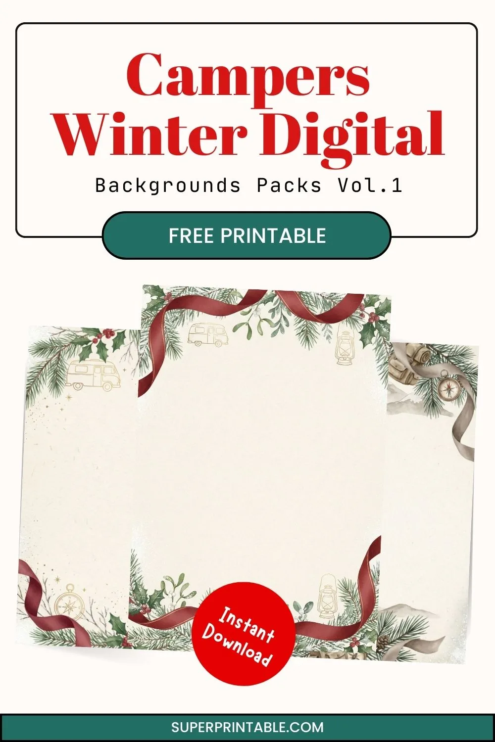 20 Campers Winter Digital Backgrounds Packs Vol.1 Pinterest Image