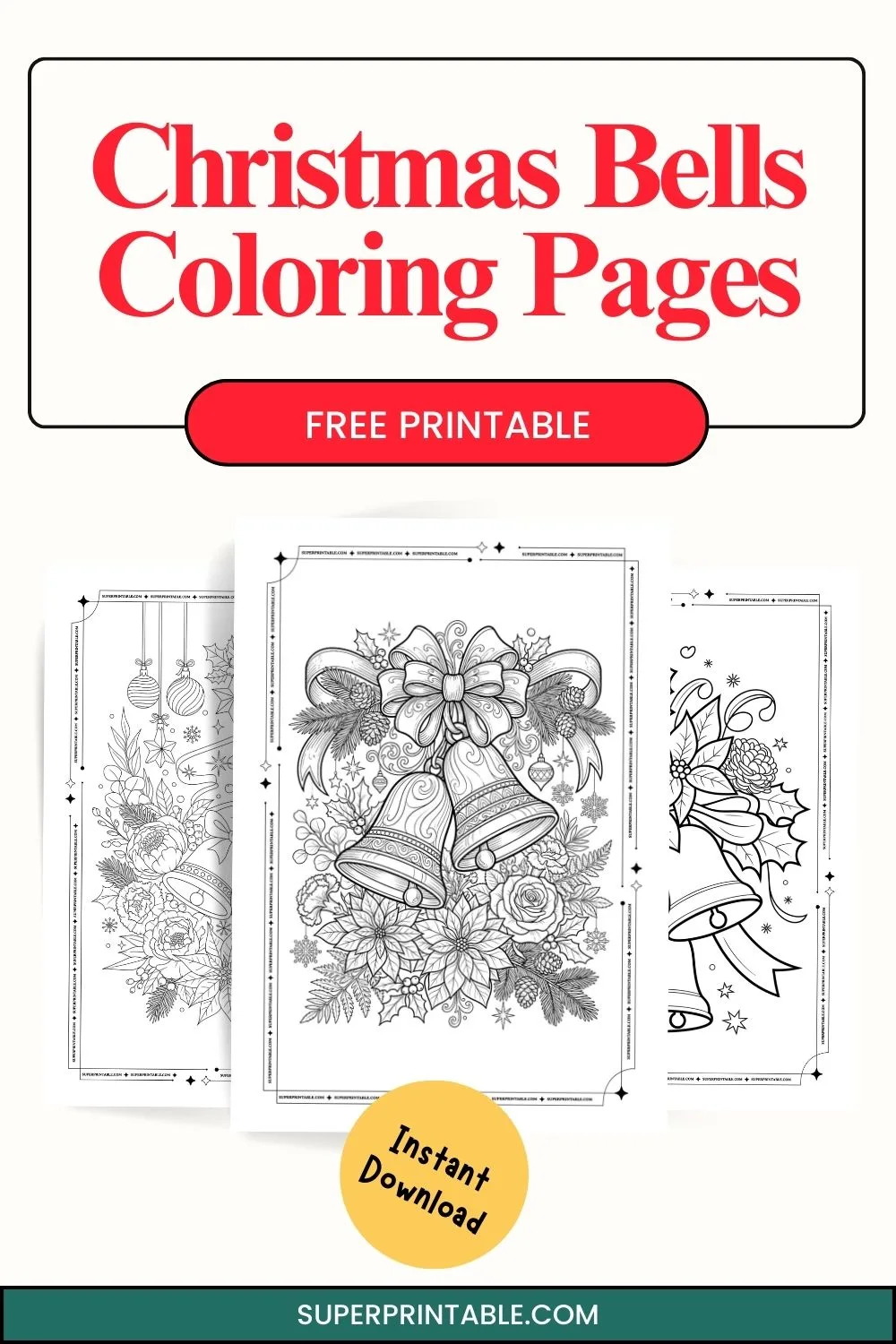 20 Christmas Bells Coloring Pages For Kids & Adults Pinterest Image