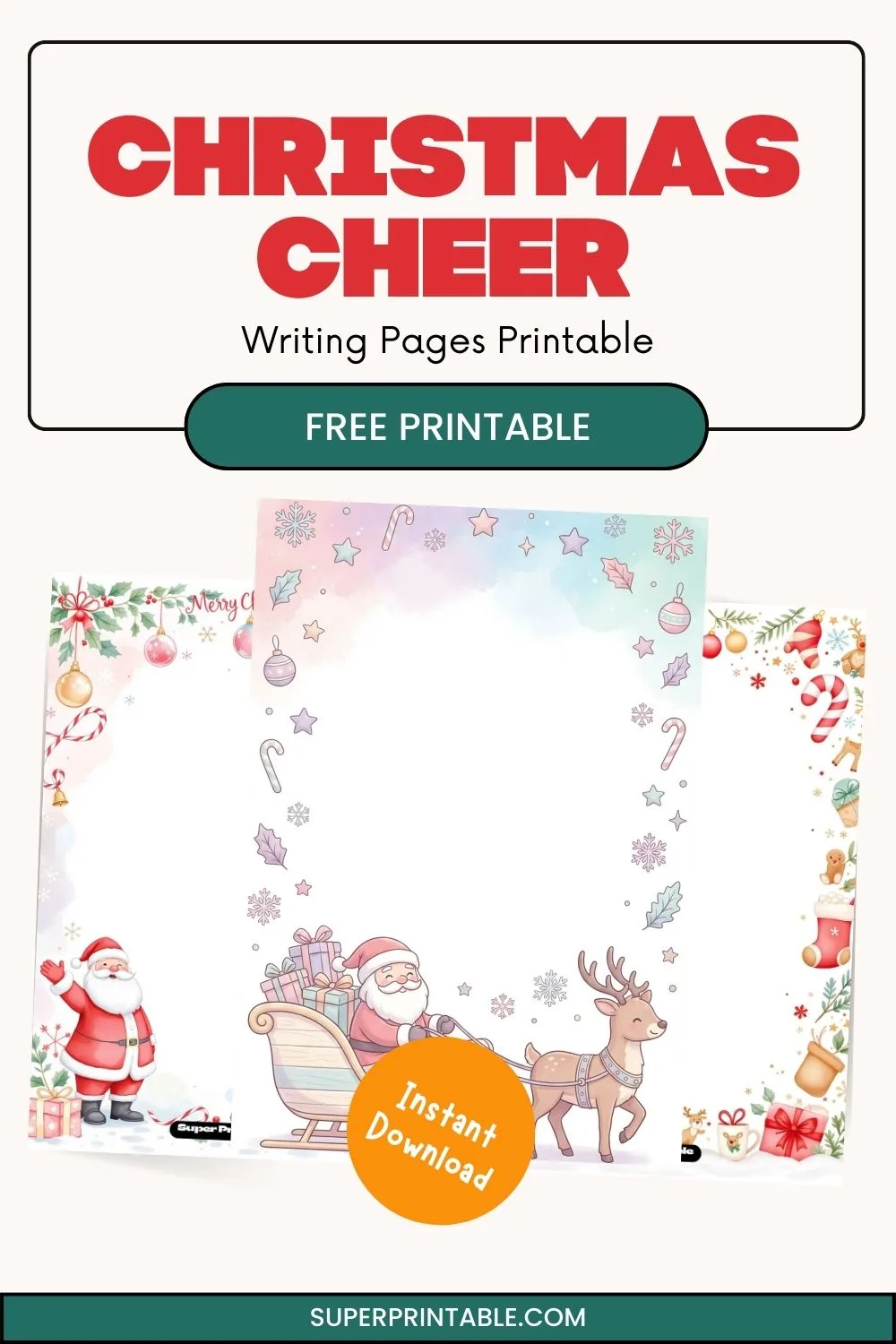 20+ Christmas Cheer Writing Pages Pinterest Image