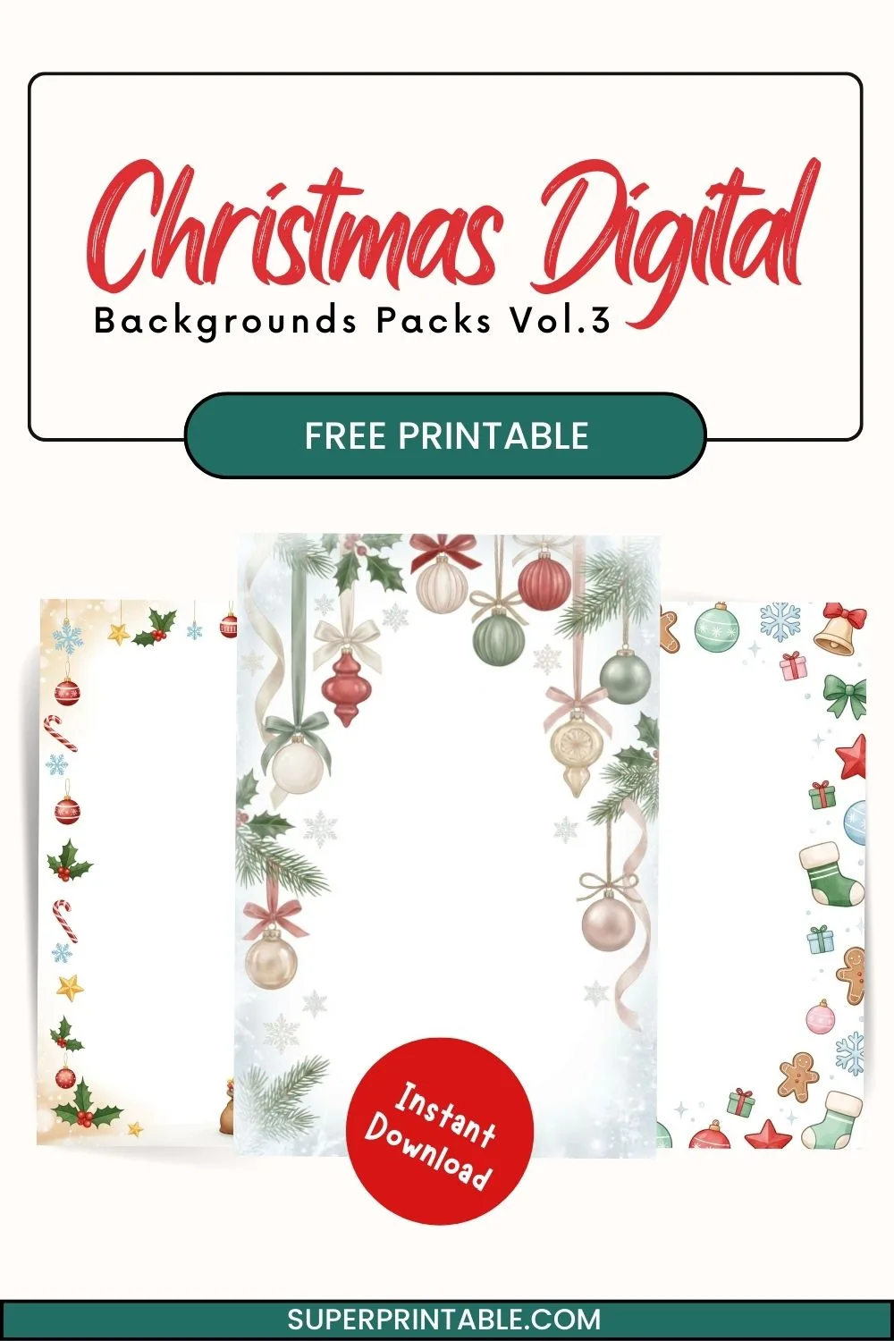 20+ Christmas Digital Backgrounds Packs Vol.3 Pinterest Image