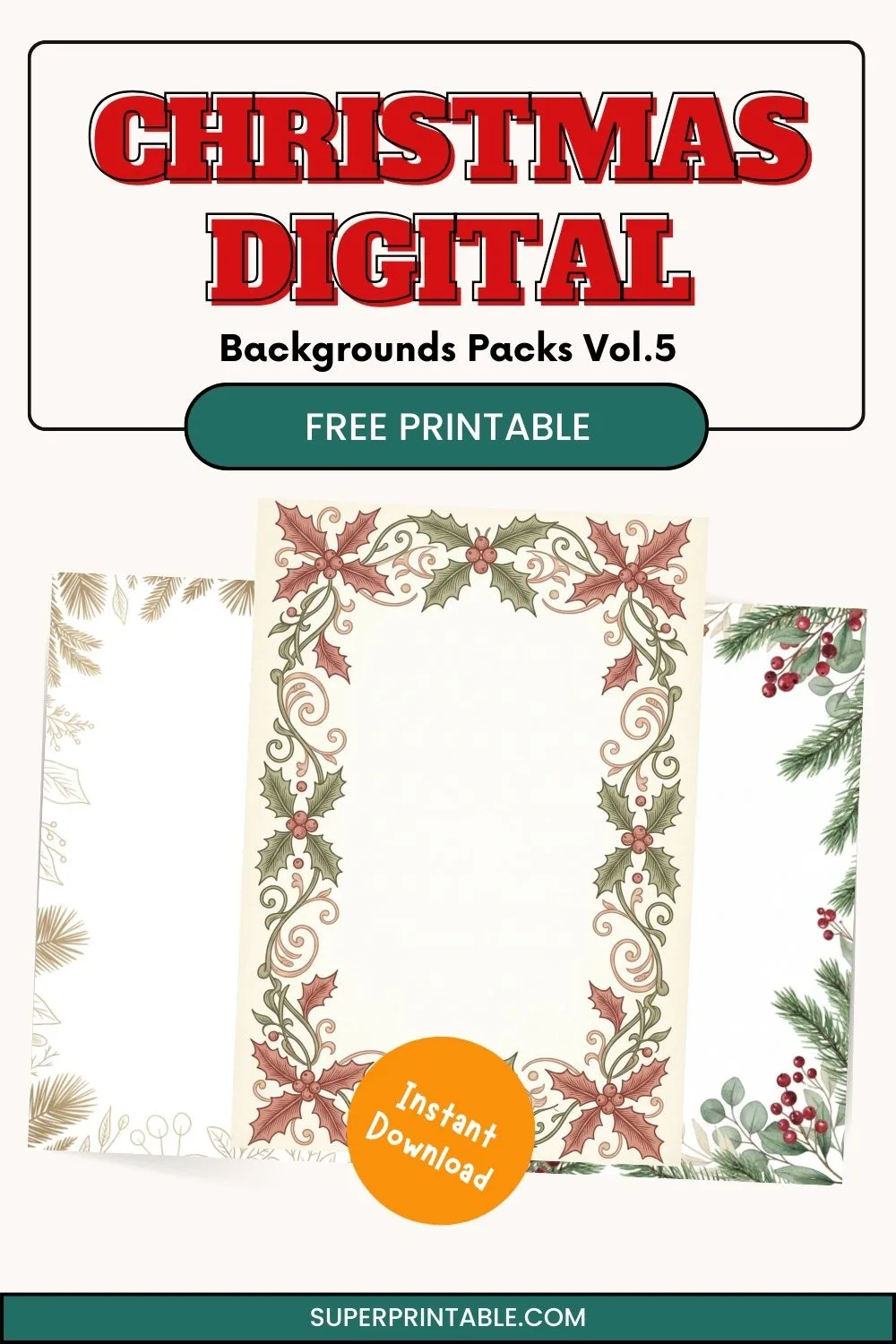20 Christmas Digital Backgrounds Packs Vol.5 Pinterest Image