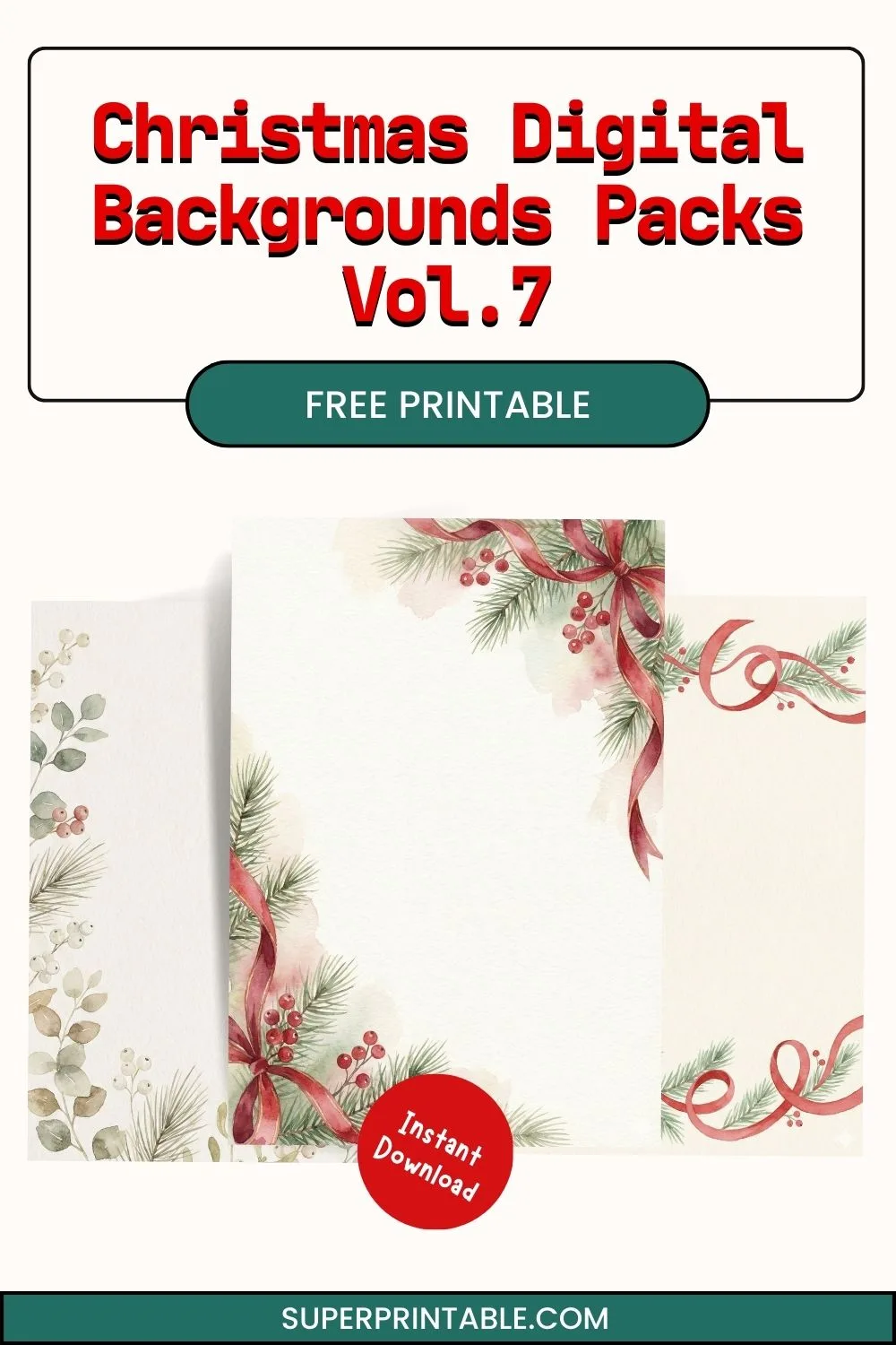 20+ Christmas Digital Backgrounds Packs Vol.7 Pinterest Image