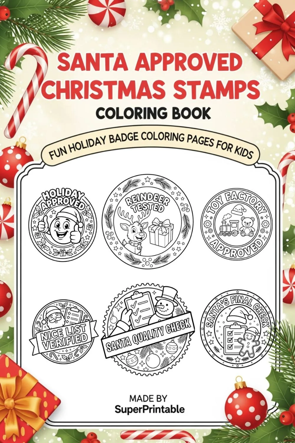 20 Christmas Stamps Badge Coloring Pack Pinterest Image