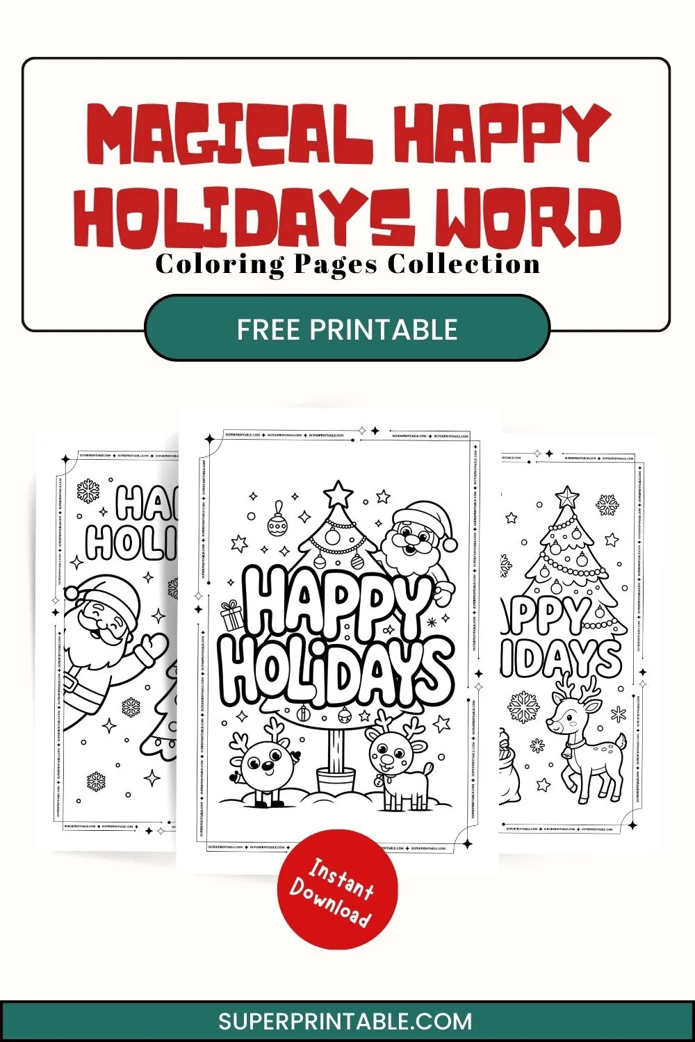20 Magical Happy Holidays Word Coloring Pages Pinterest Image