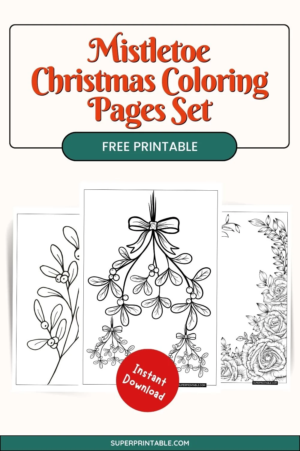 20 Mistletoe Christmas Coloring Pages Pinterest Image
