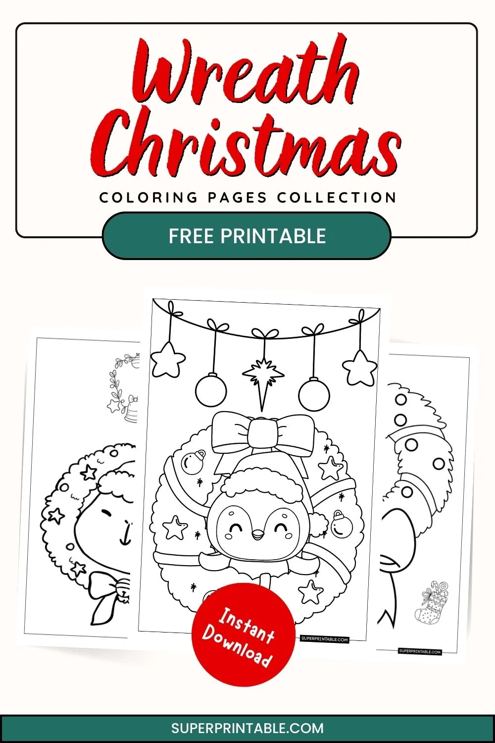 20 Wreath Christmas Coloring Pages Pinterest Image