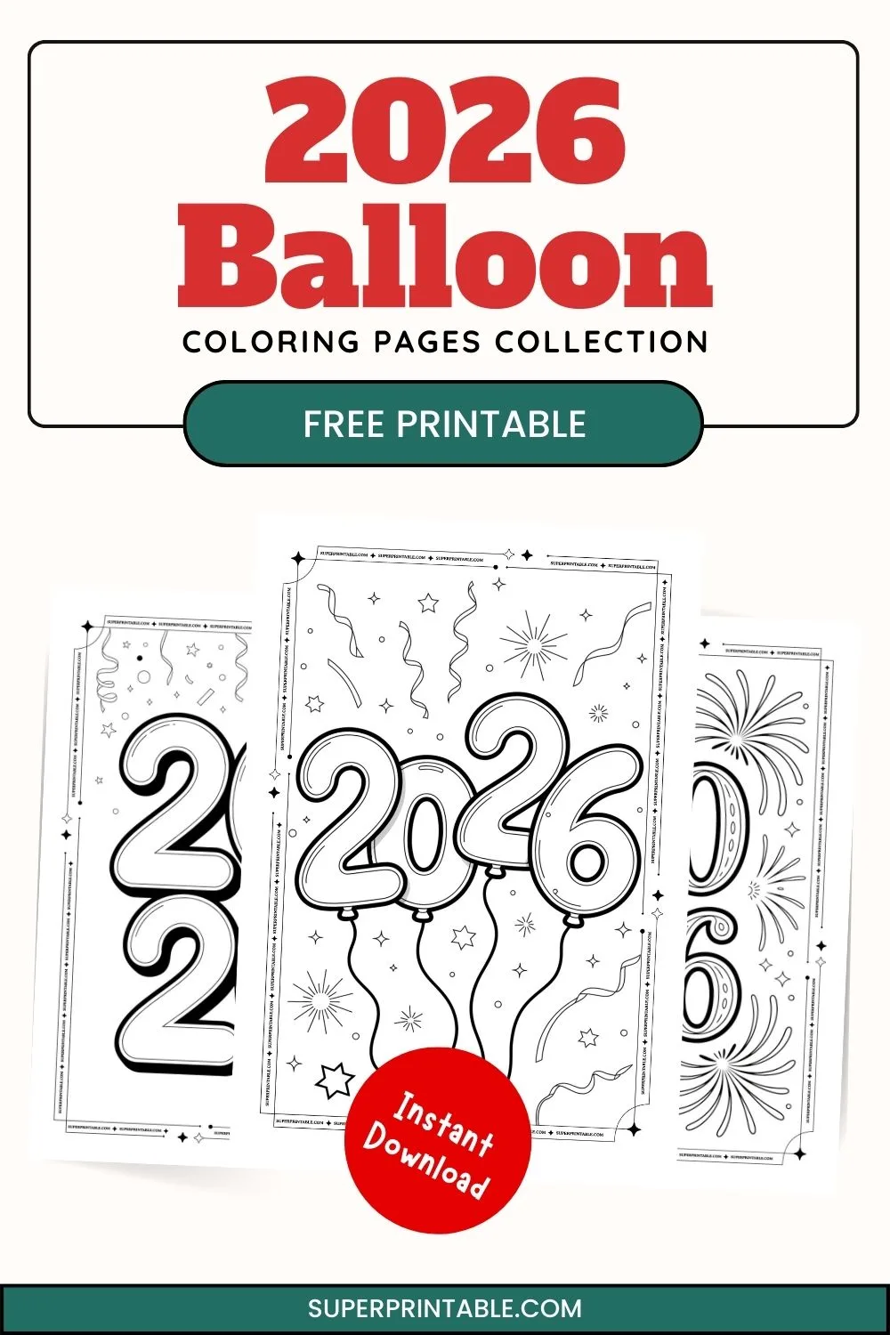 2026 Balloon Coloring Pages Pinterest Image