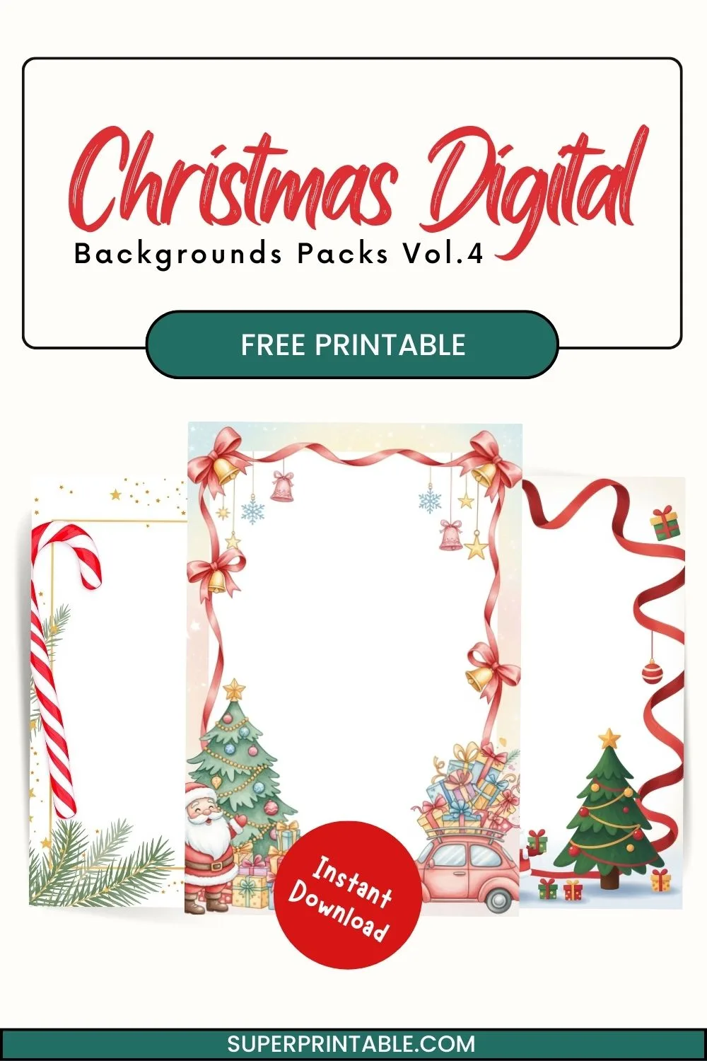 25+ Christmas Digital Backgrounds Packs Vol.4 Pinterest Image