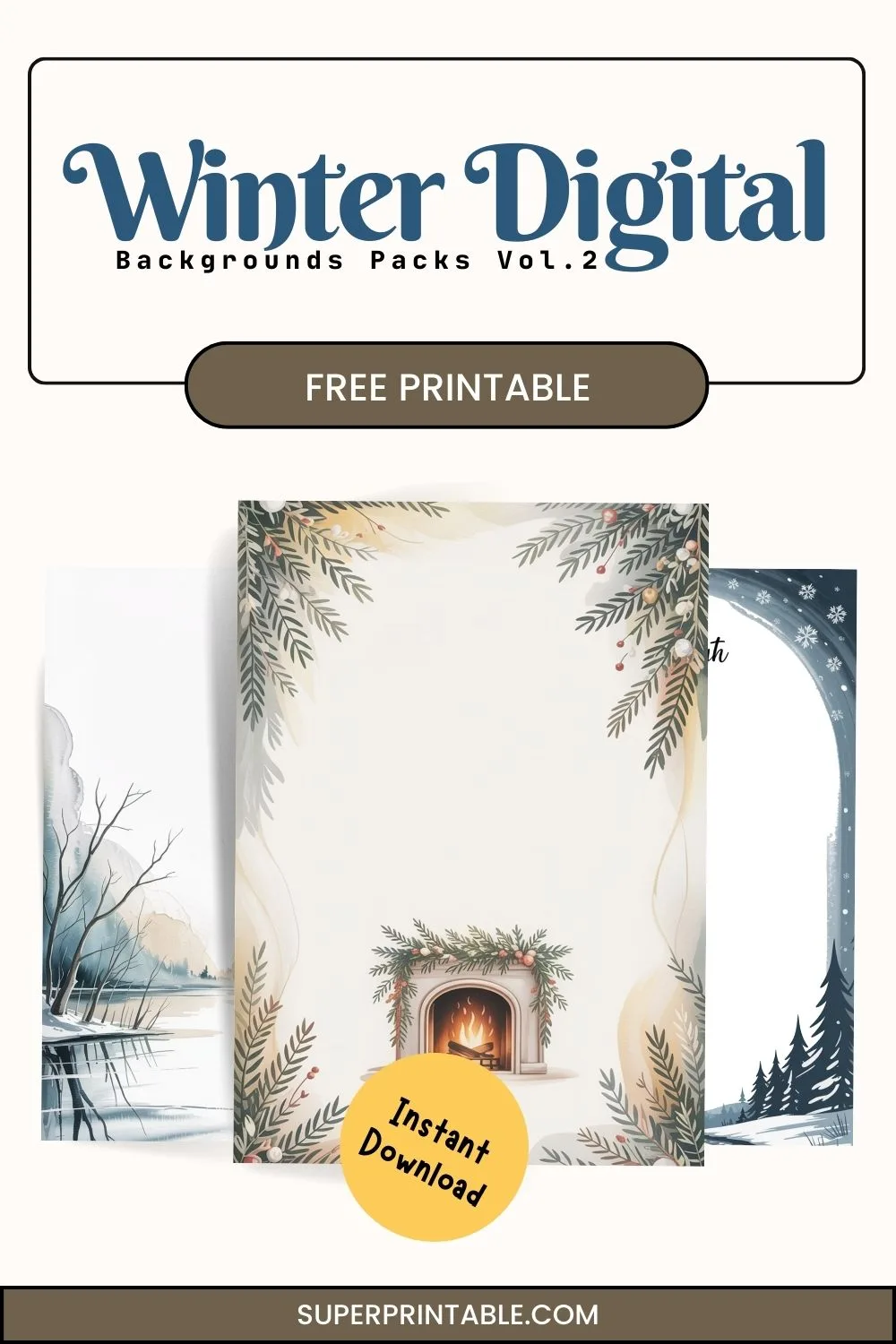 40 Winter Digital Backgrounds Packs Vol.2 Pinterest Image