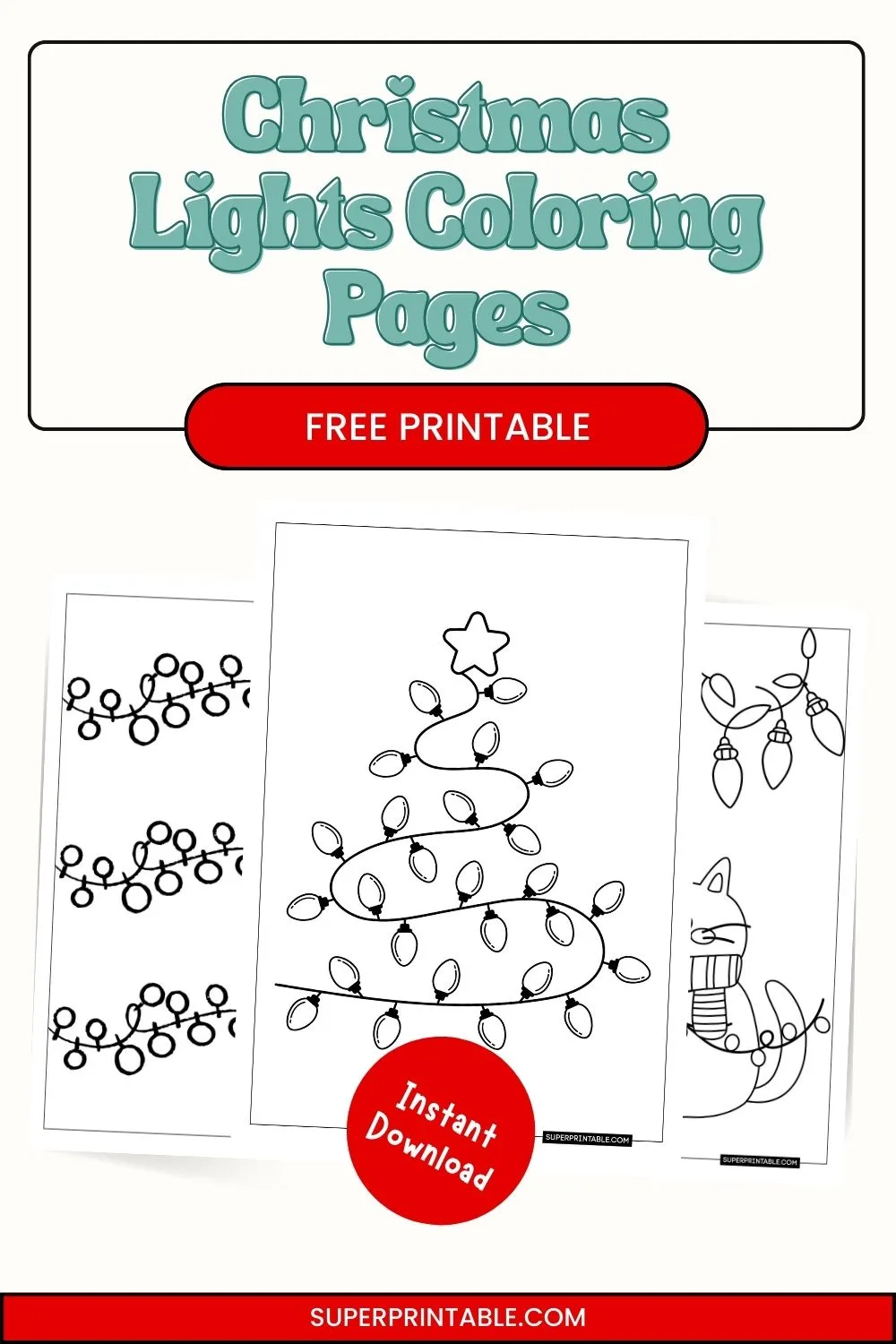 50 Christmas Lights Coloring Pages Pinterest Image