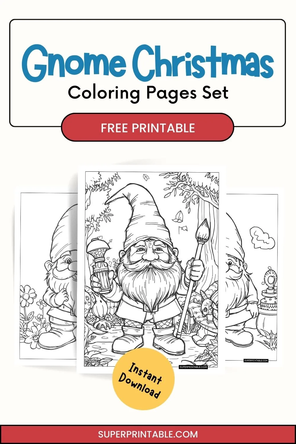 70 Gnome Christmas Coloring Pages Pinterest Image