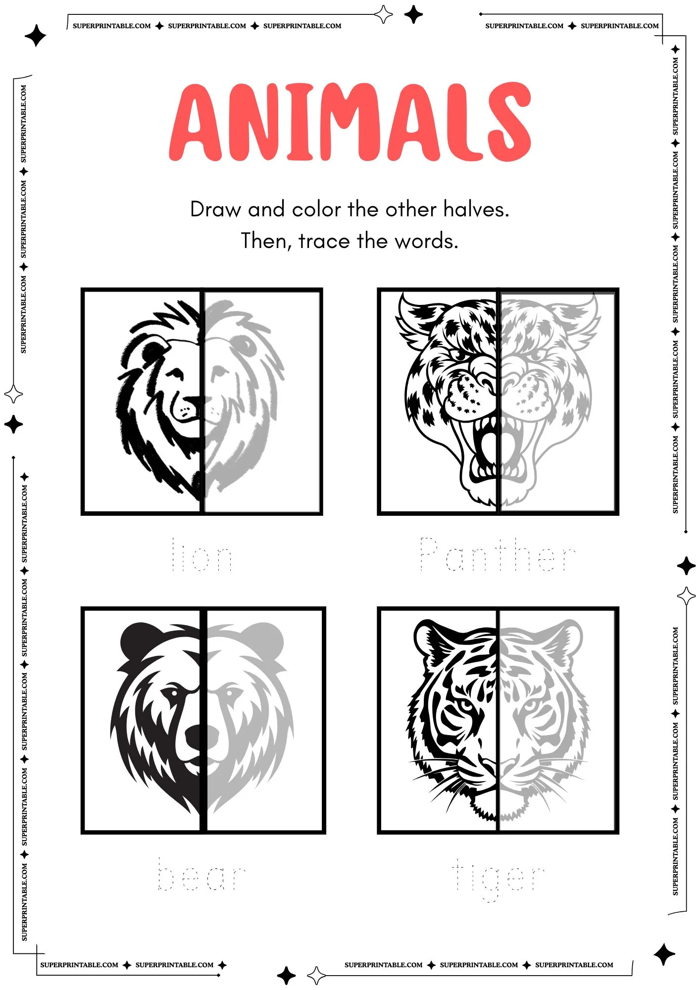 Animals Symmetry Worksheet 1