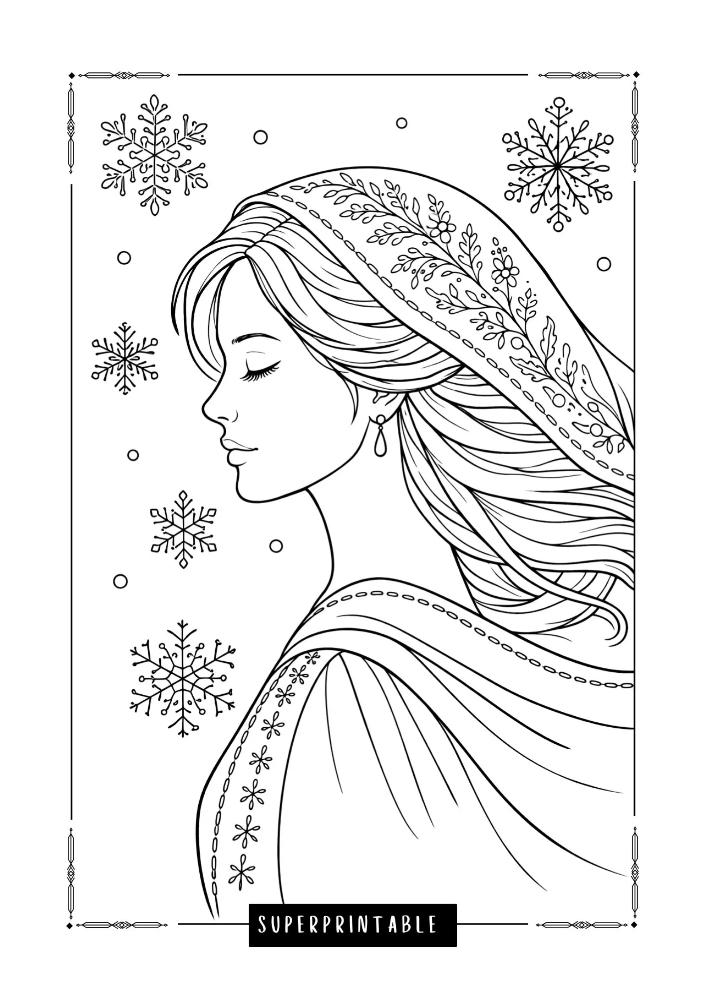 Beautiful Winter Princess Coloring Pages 3