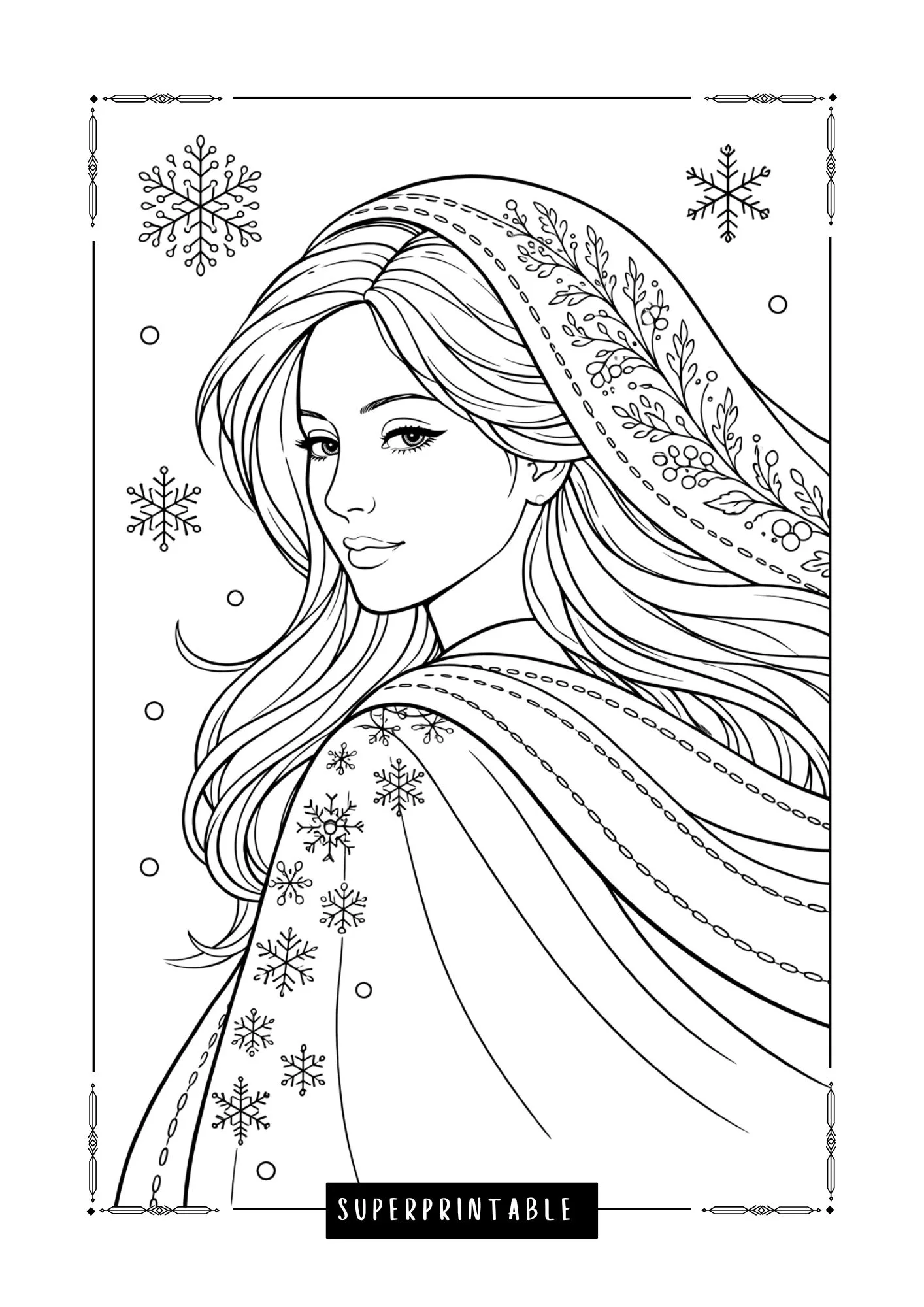 Beautiful Winter Princess Coloring Pages 4