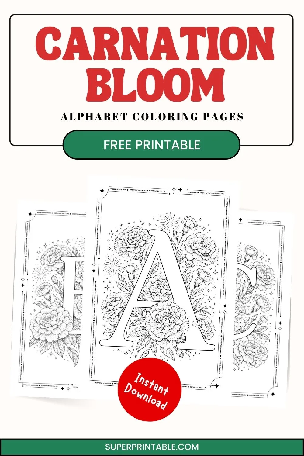 Carnation Bloom Alphabet Coloring Pages Pinterest Image