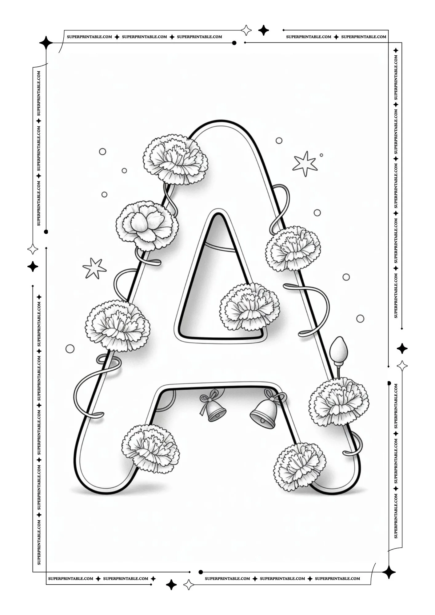 Carnation Christmas Alphabet Coloring Pages 1