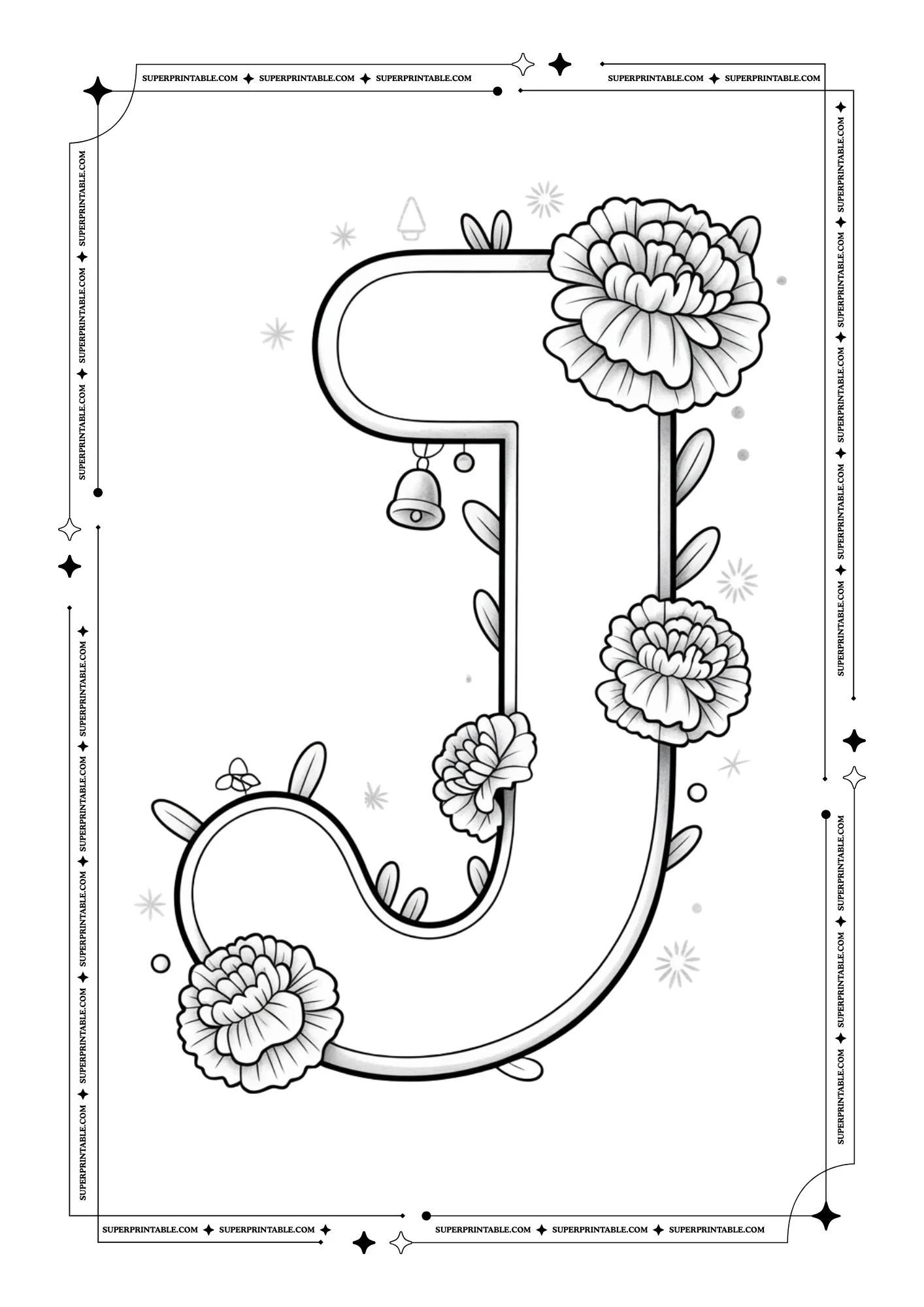 Carnation Christmas Alphabet Coloring Pages 10