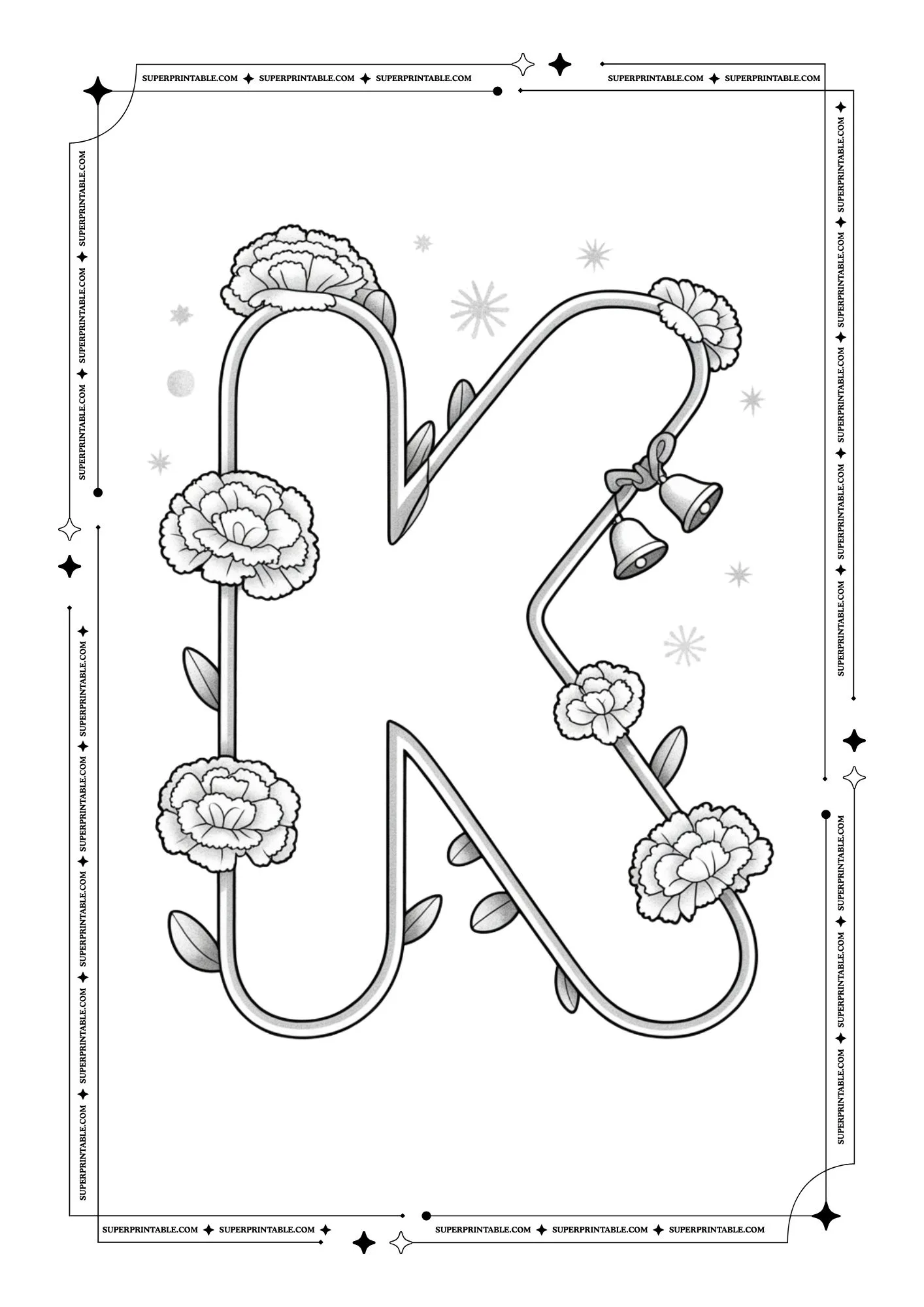Carnation Christmas Alphabet Coloring Pages 11