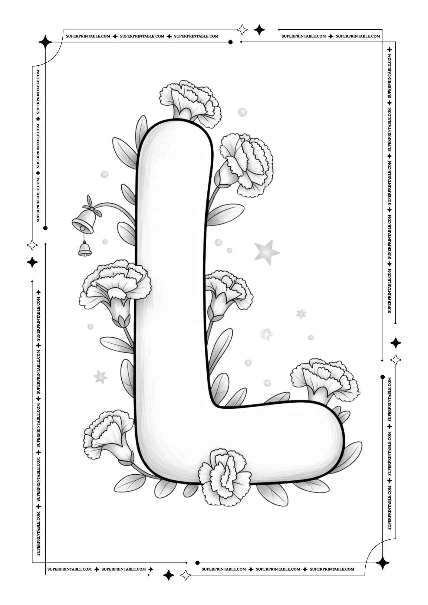Carnation Christmas Alphabet Coloring Pages 12