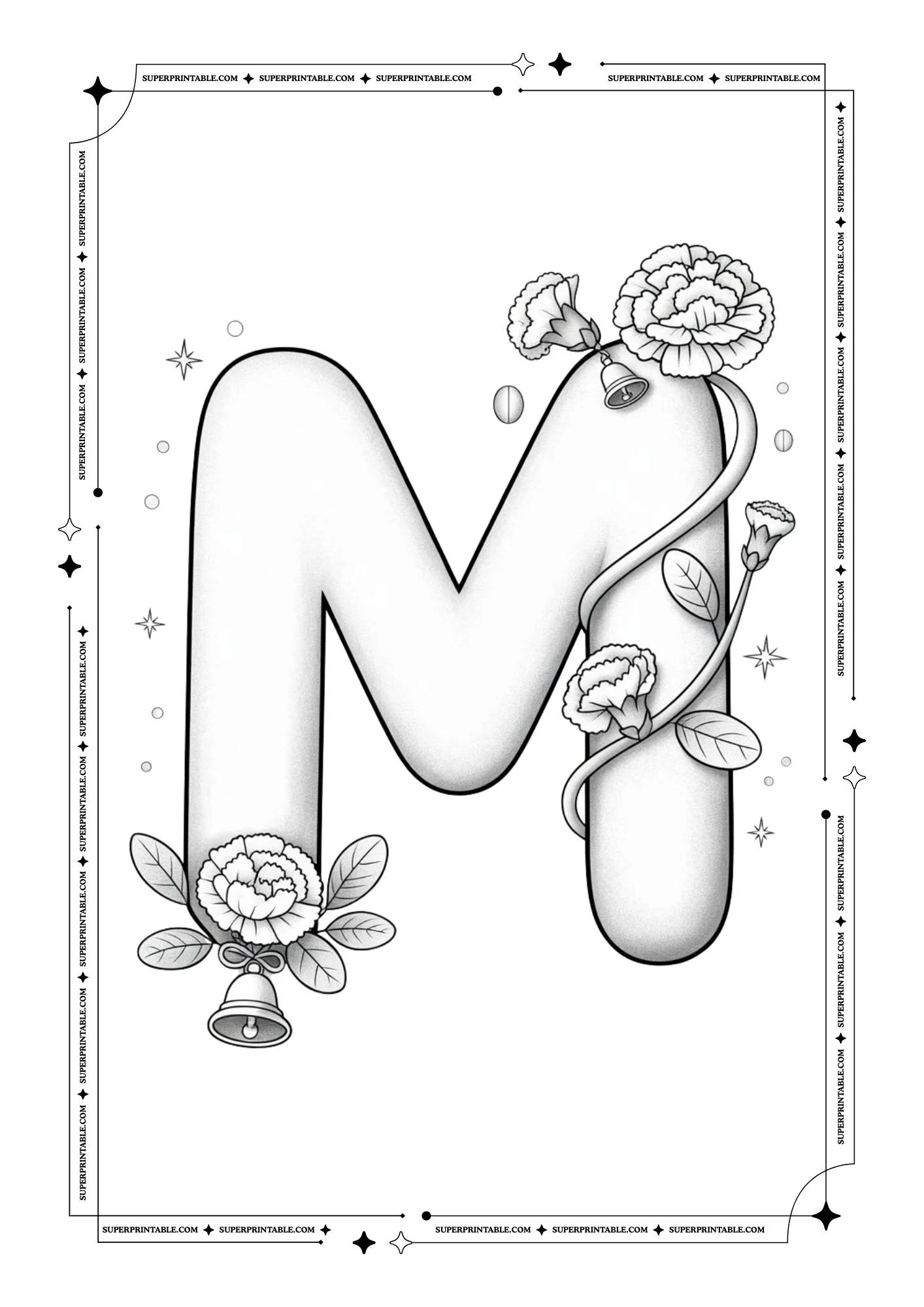 Carnation Christmas Alphabet Coloring Pages 13
