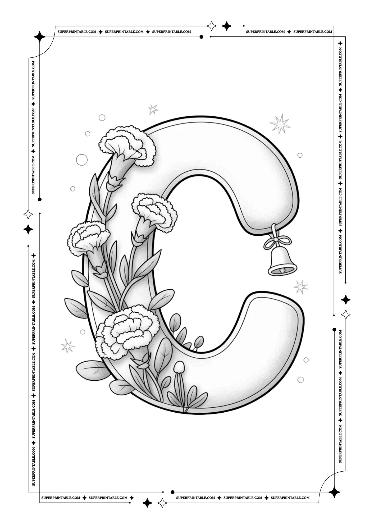 Carnation Christmas Alphabet Coloring Pages 3