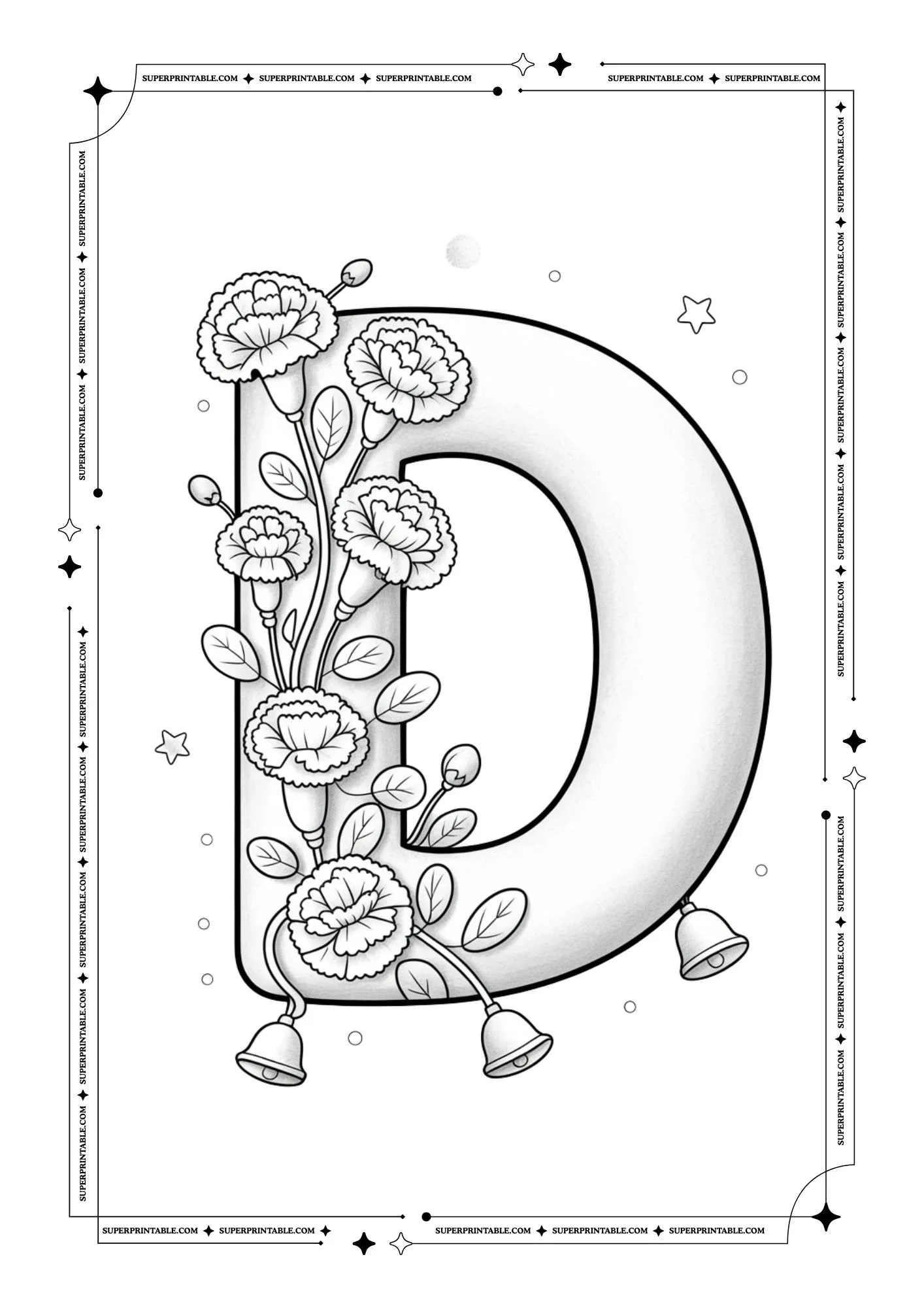 Carnation Christmas Alphabet Coloring Pages 4
