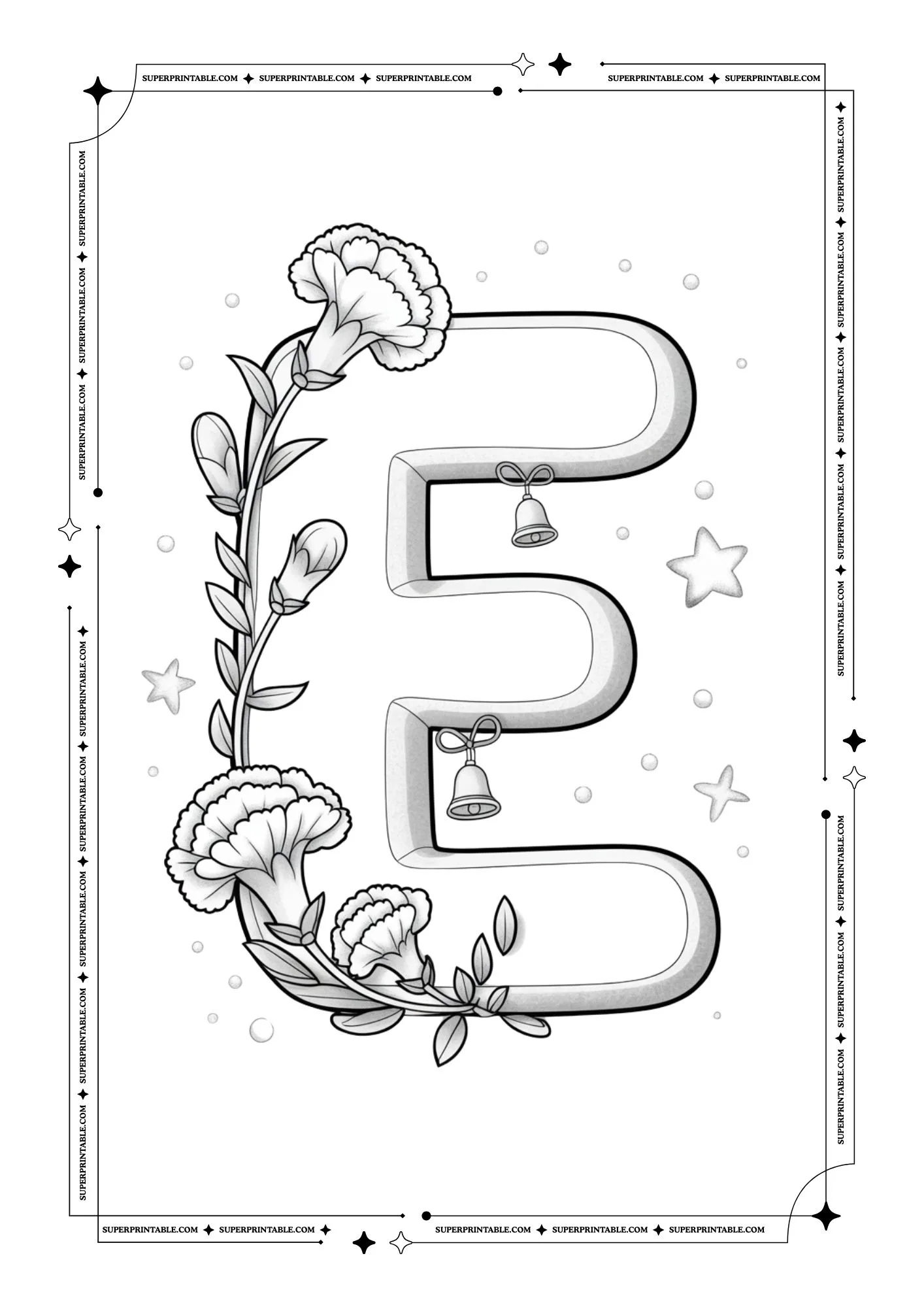 Carnation Christmas Alphabet Coloring Pages 5