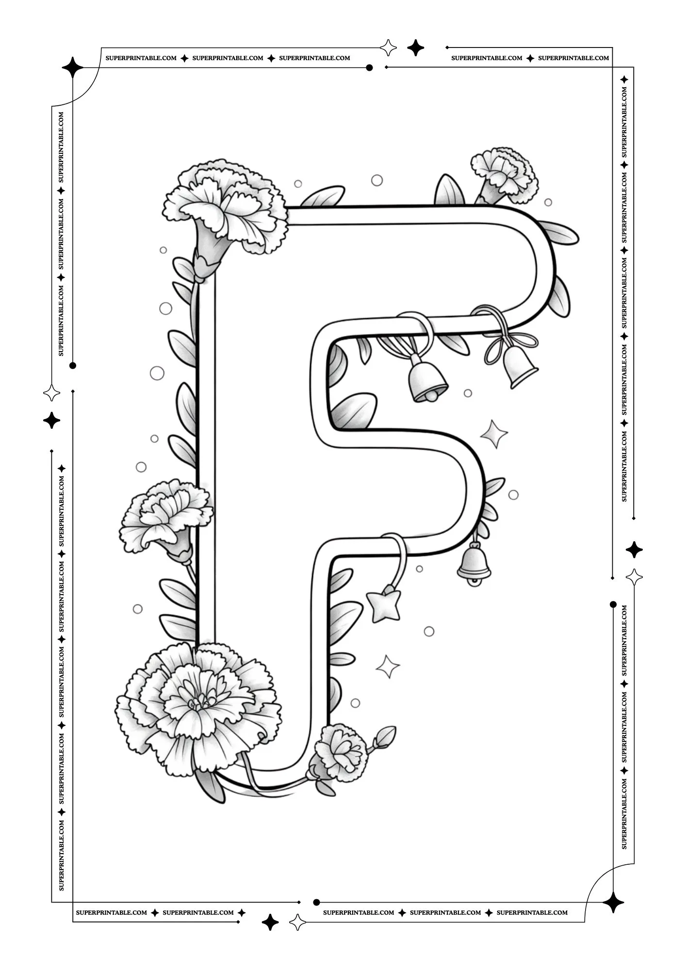 Carnation Christmas Alphabet Coloring Pages 6