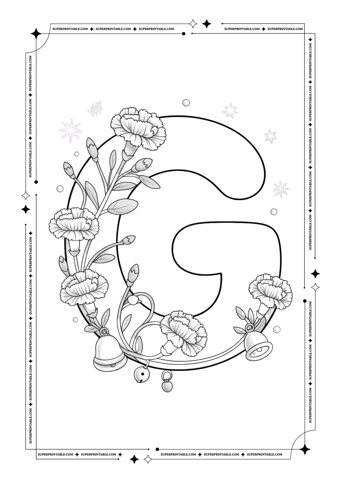 Carnation Christmas Alphabet Coloring Pages 7