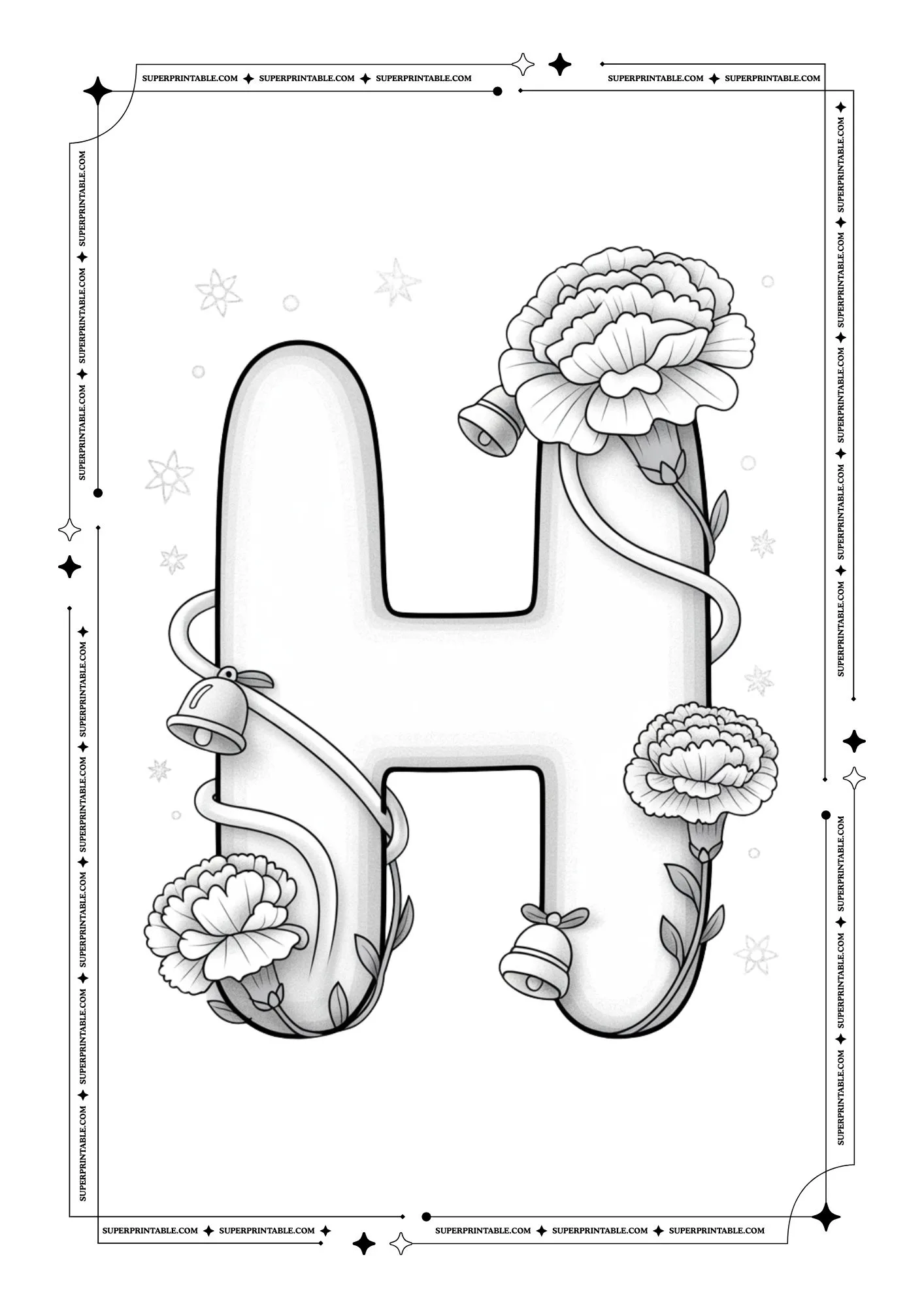 Carnation Christmas Alphabet Coloring Pages 8