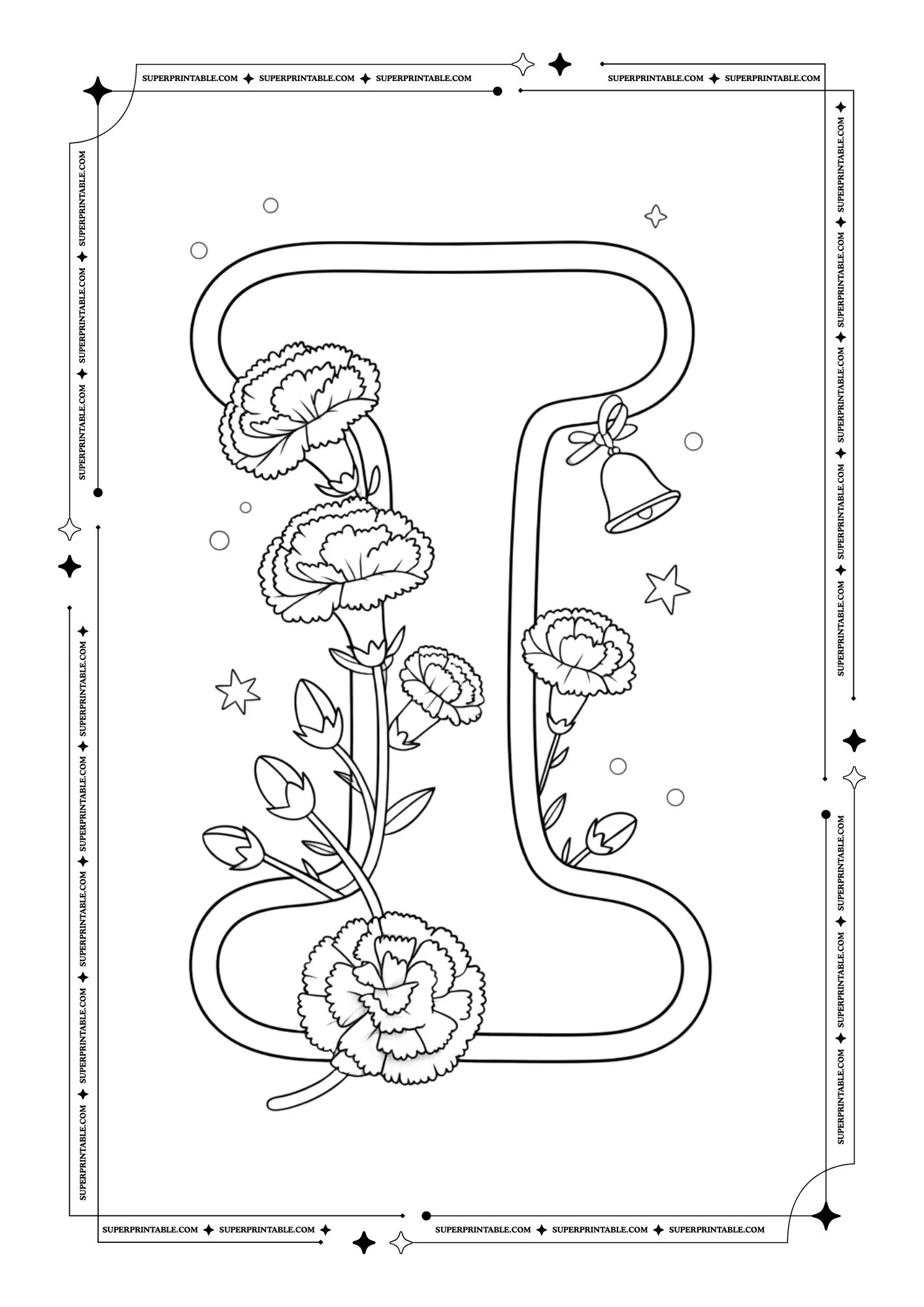 Carnation Christmas Alphabet Coloring Pages 9