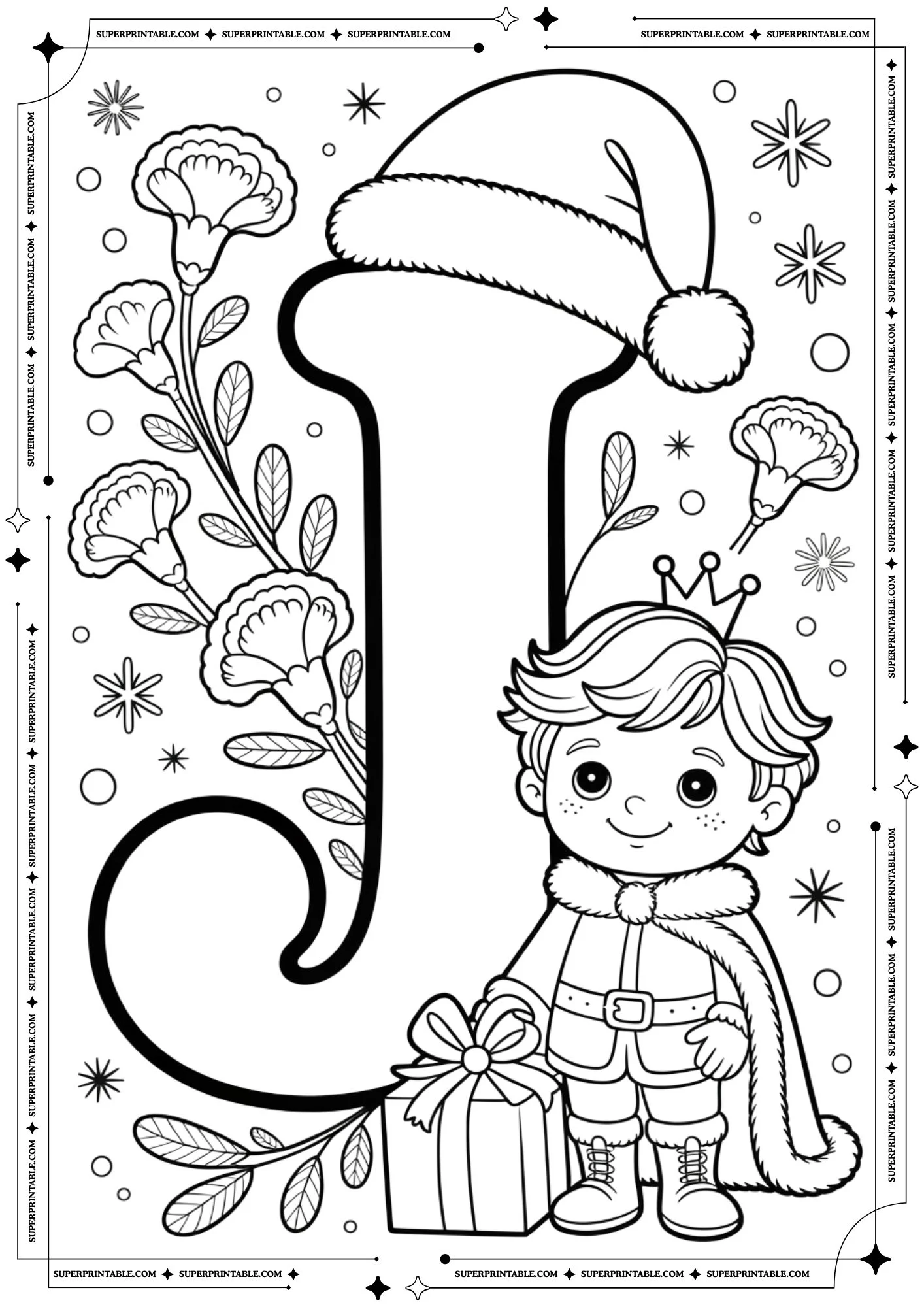 Carnation Prince & Petals Holiday Alphabet Coloring Pages 10