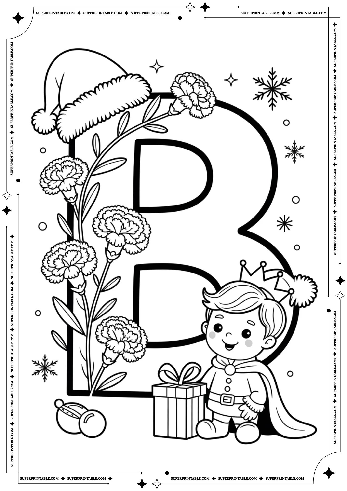 Carnation Prince & Petals Holiday Alphabet Coloring Pages 2