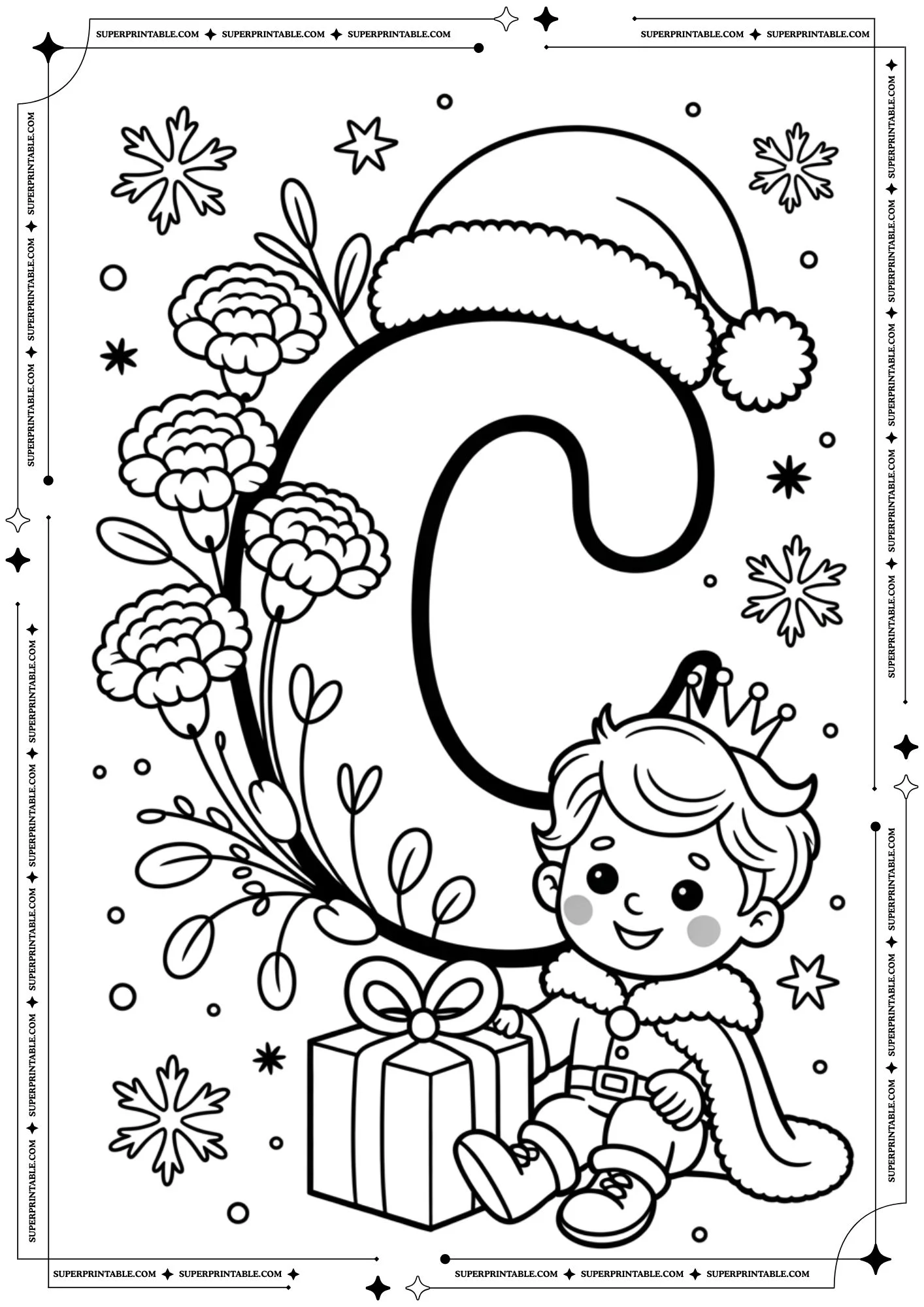 Carnation Prince & Petals Holiday Alphabet Coloring Pages 3