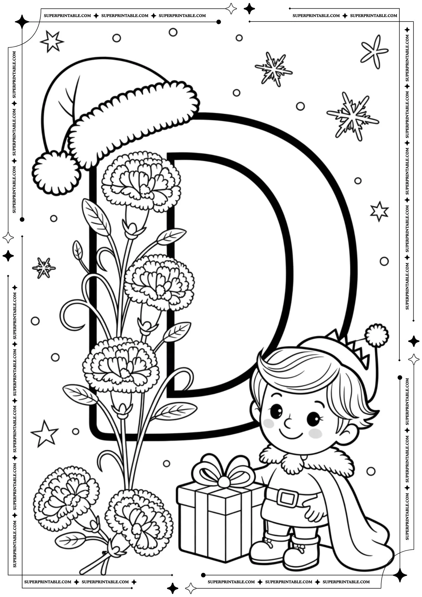 Carnation Prince & Petals Holiday Alphabet Coloring Pages 4