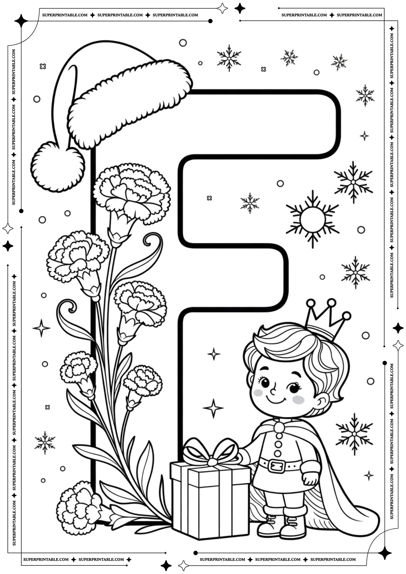 Carnation Prince & Petals Holiday Alphabet Coloring Pages 5
