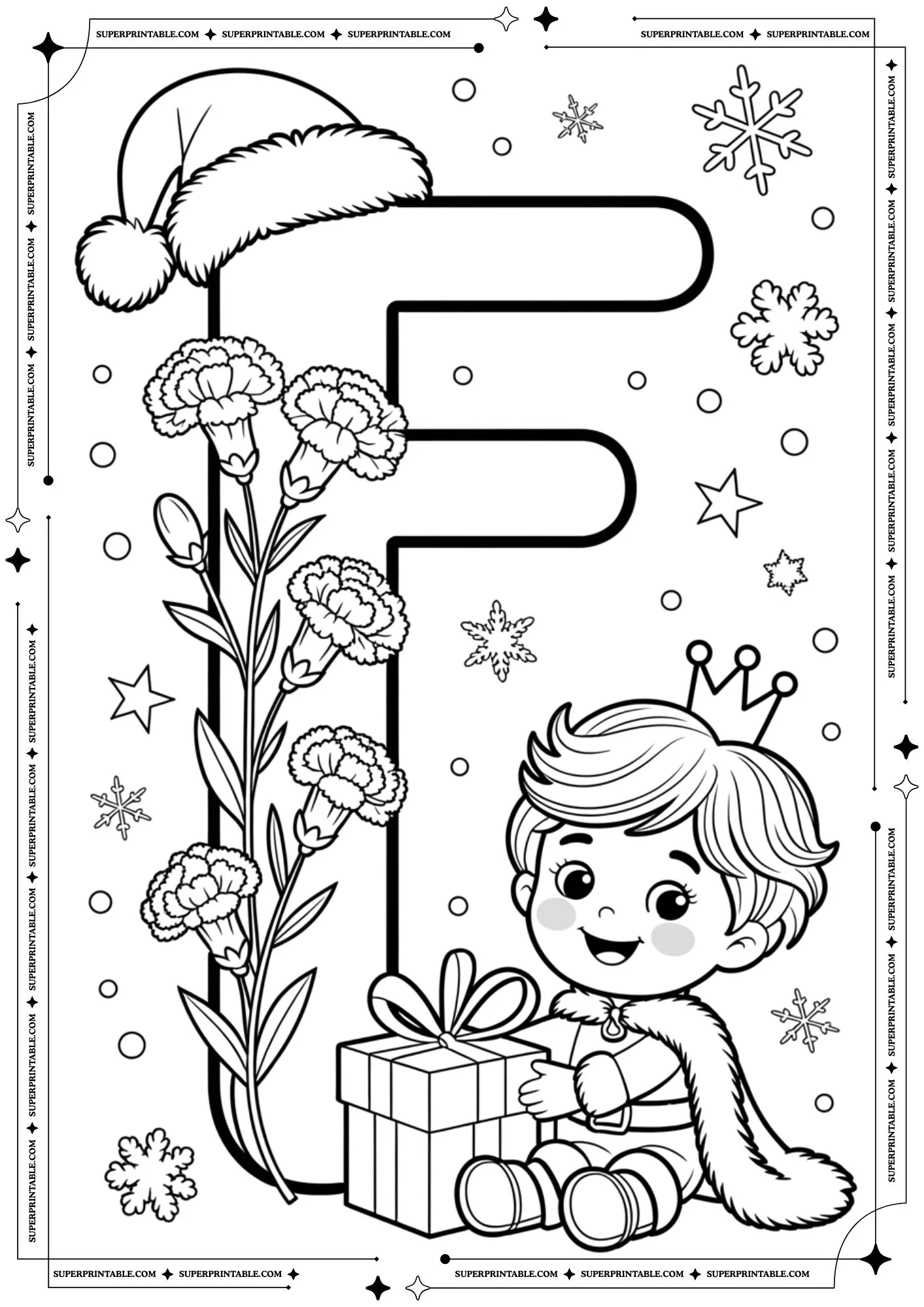 Carnation Prince & Petals Holiday Alphabet Coloring Pages 6