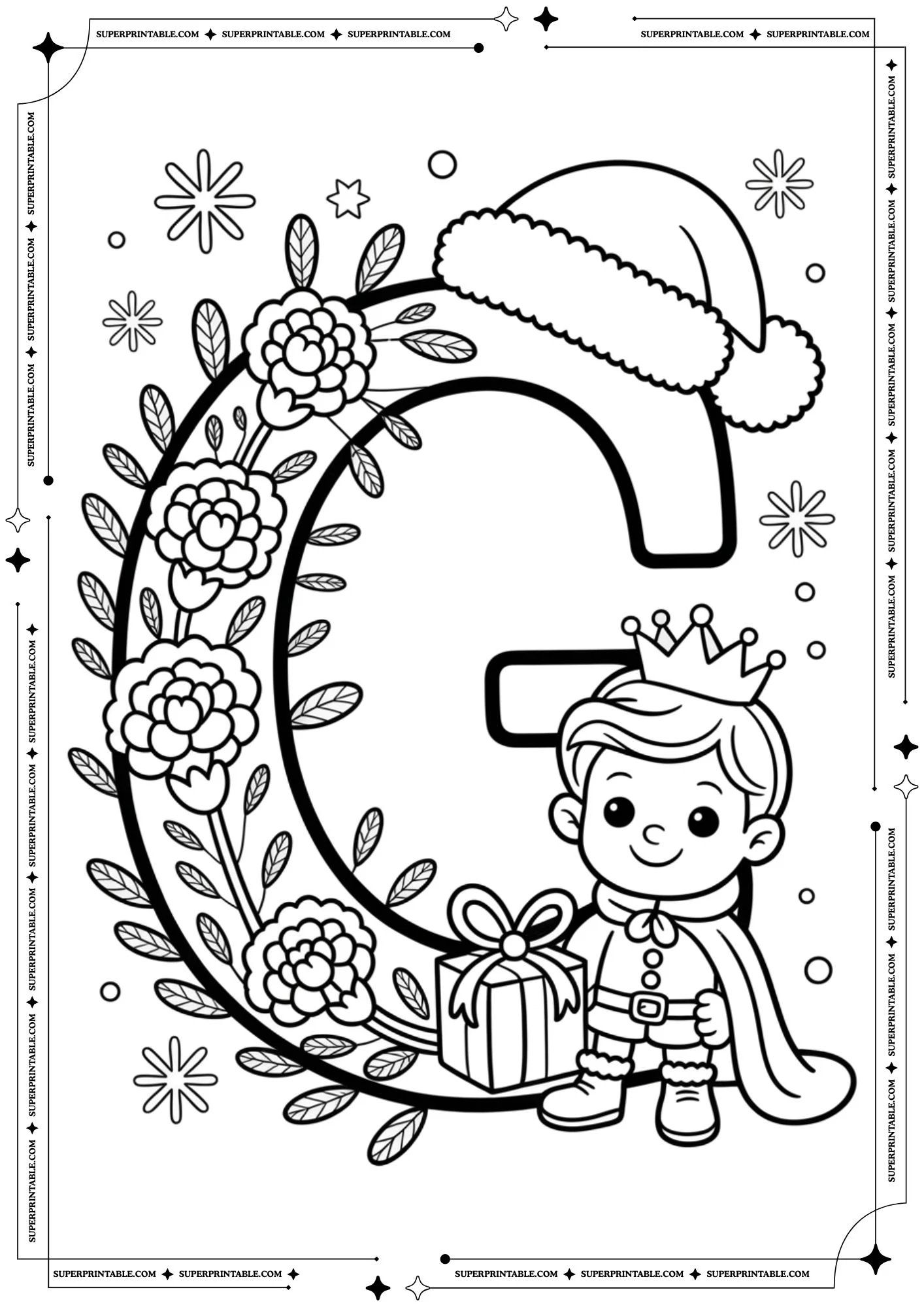Carnation Prince & Petals Holiday Alphabet Coloring Pages 7