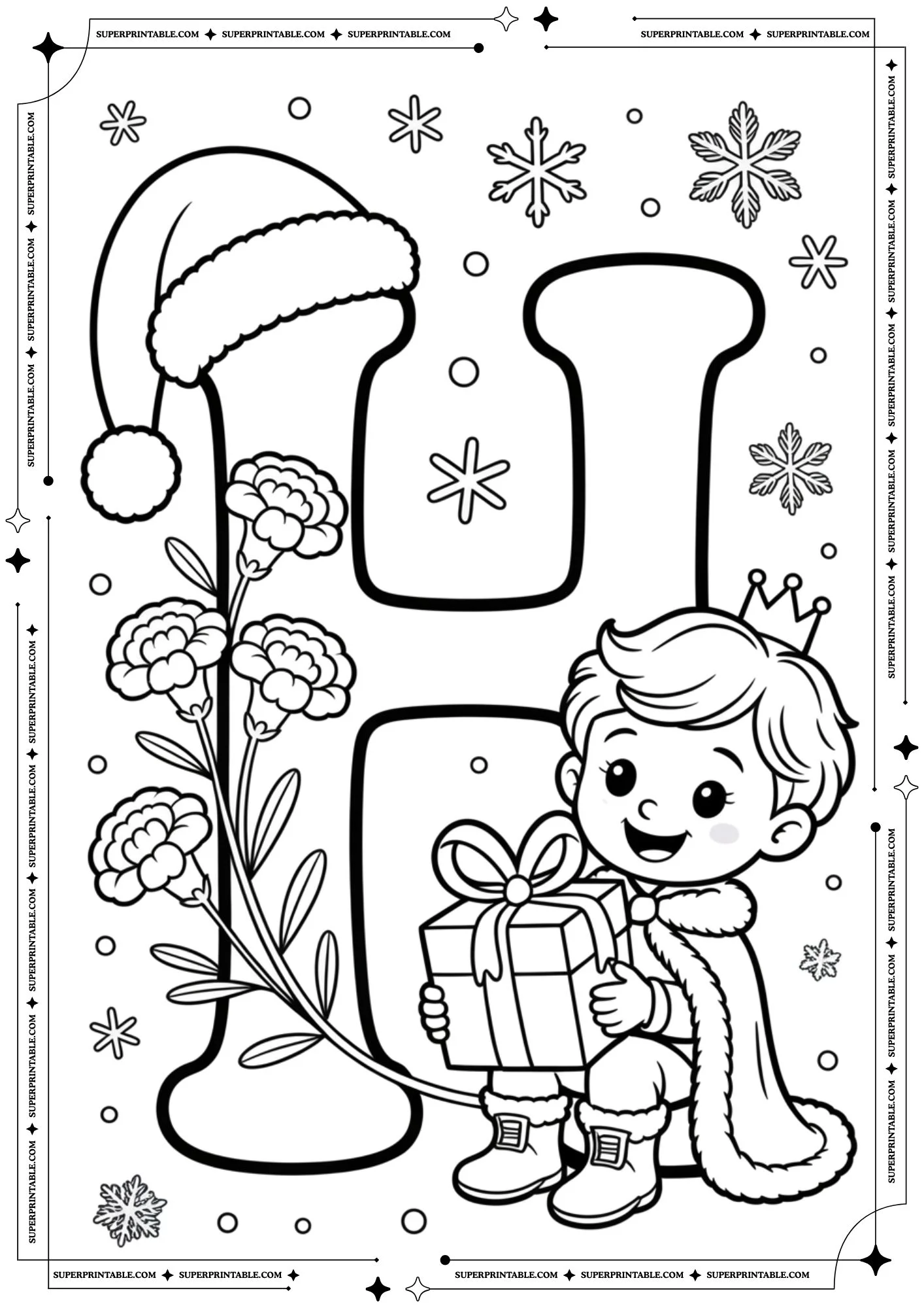 Carnation Prince & Petals Holiday Alphabet Coloring Pages 8
