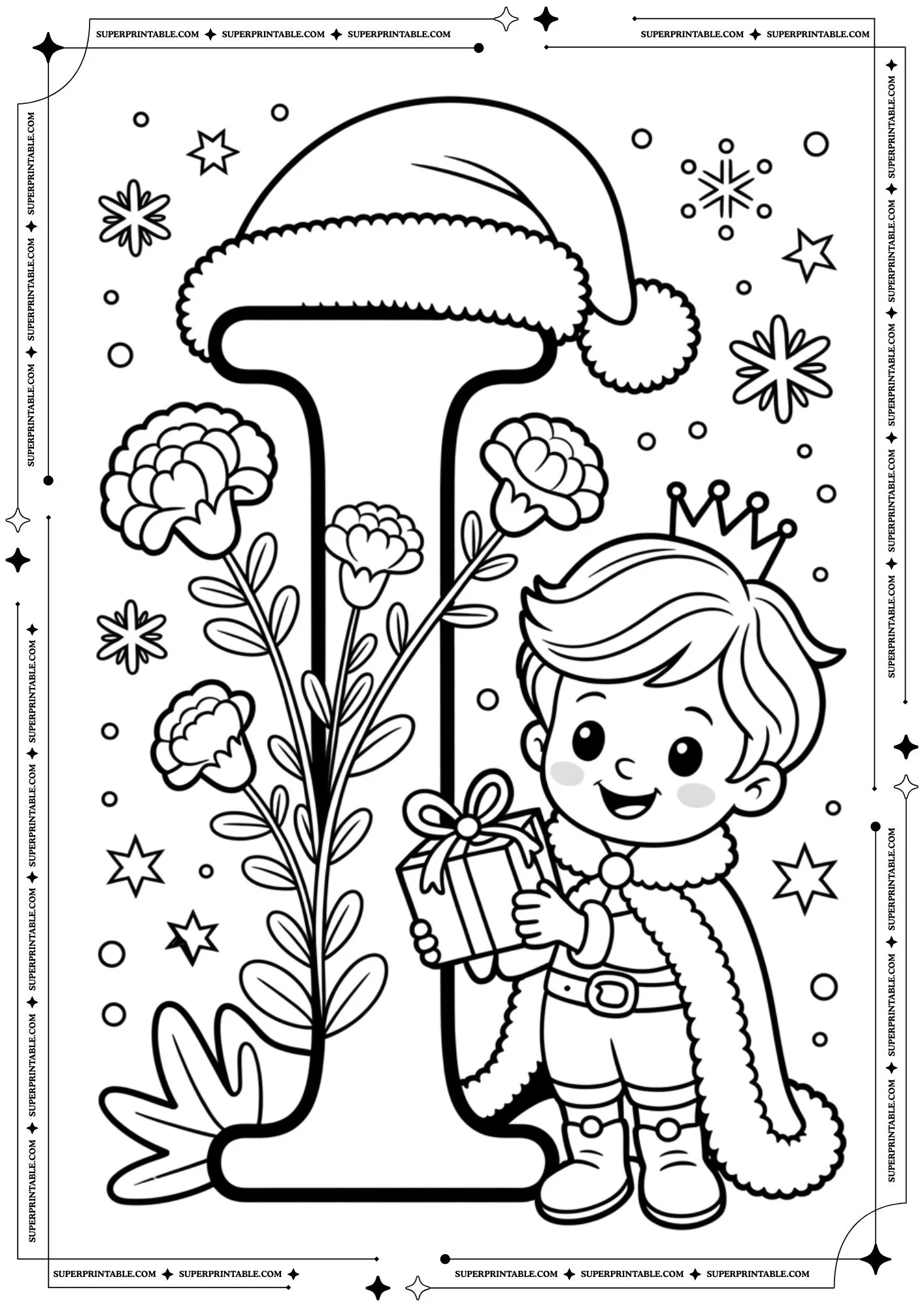 Carnation Prince & Petals Holiday Alphabet Coloring Pages 9