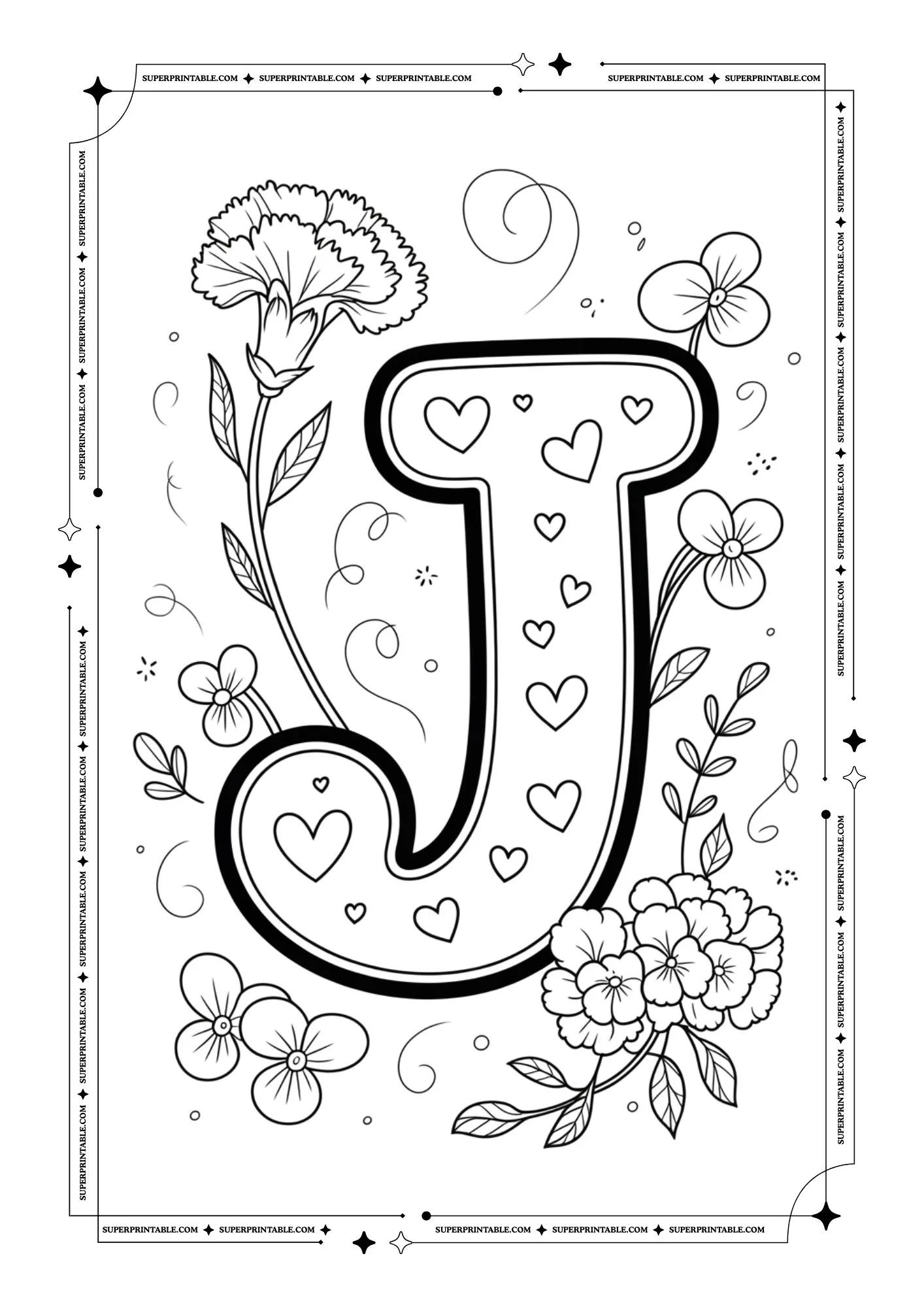 Carnation & Violet Love Alphabet Coloring Pages 10