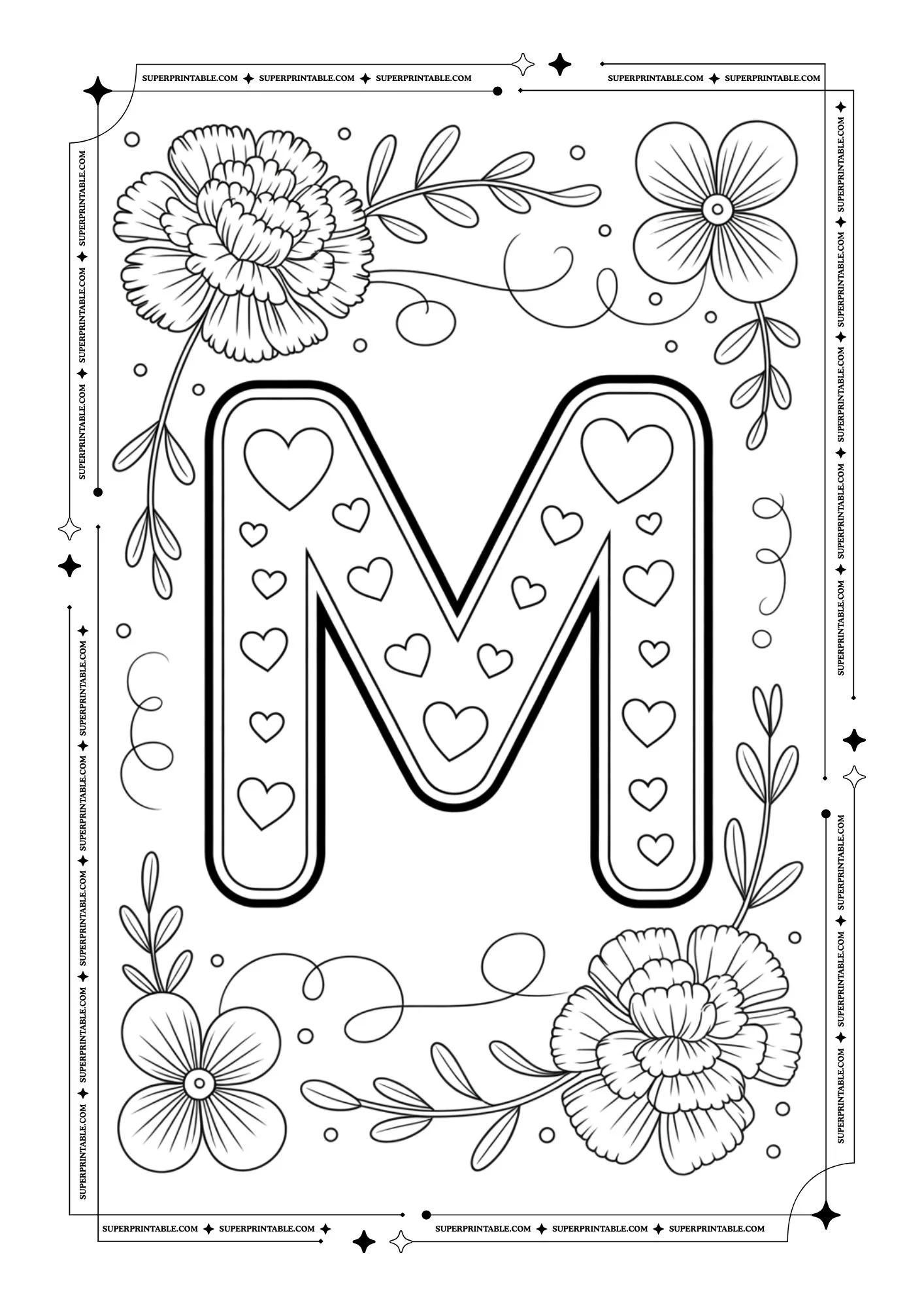 Carnation & Violet Love Alphabet Coloring Pages 13