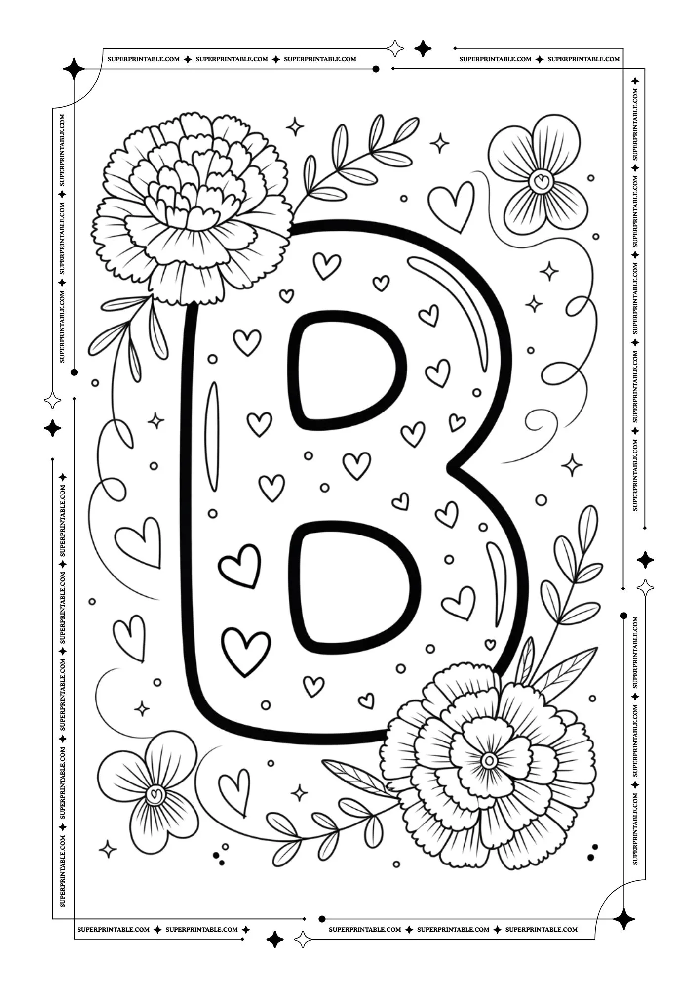 Carnation & Violet Love Alphabet Coloring Pages 2
