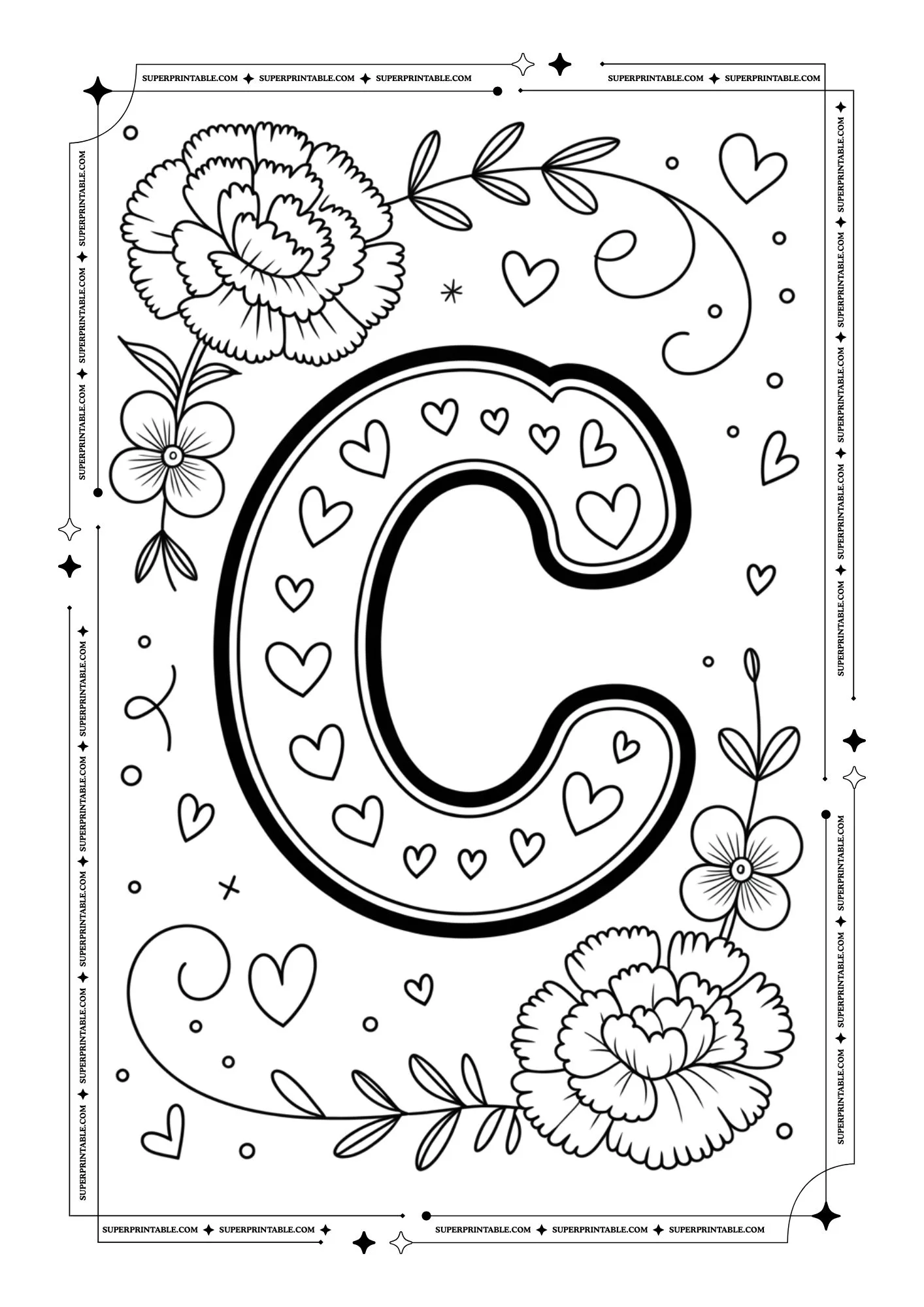 Carnation & Violet Love Alphabet Coloring Pages 3