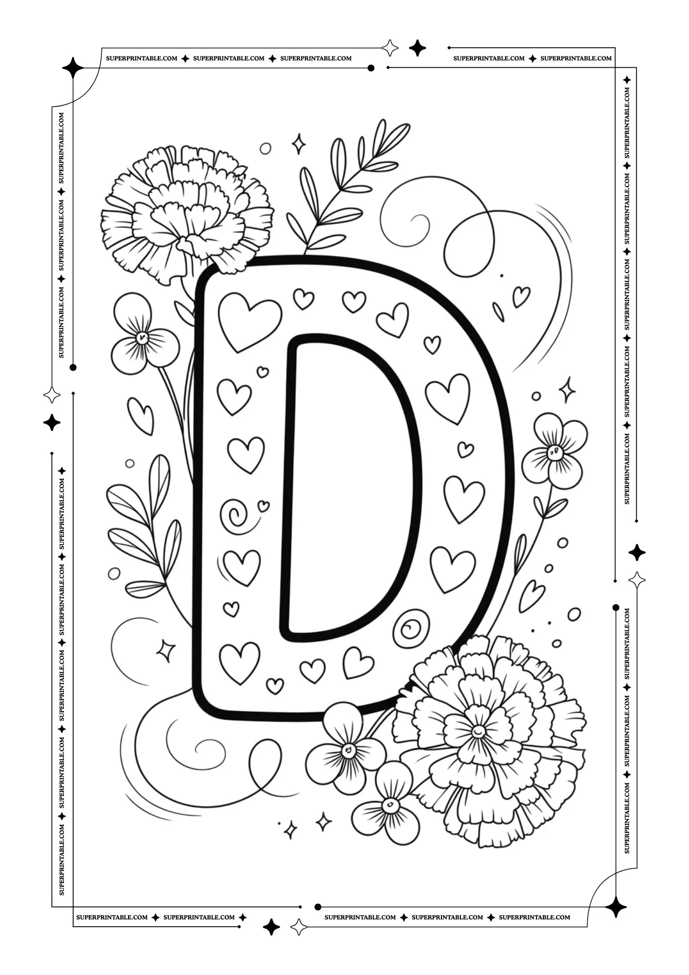 Carnation & Violet Love Alphabet Coloring Pages 4