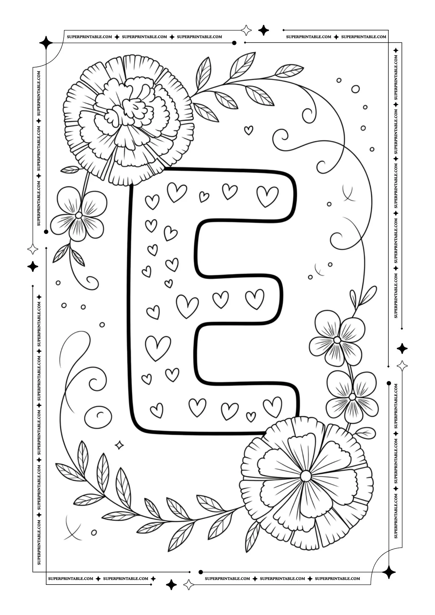 Carnation & Violet Love Alphabet Coloring Pages 5